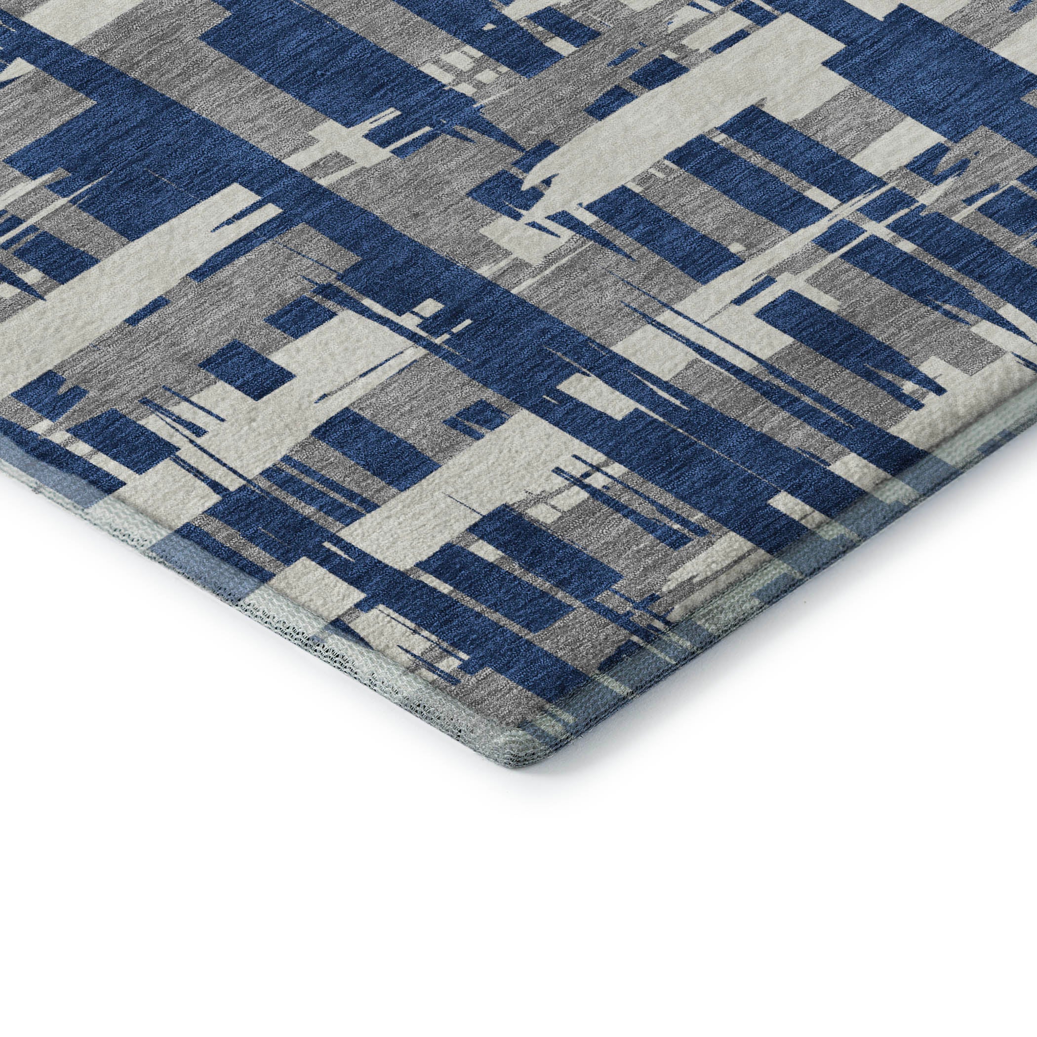 Seoul Machine Washable Transitional Navy Blue Rug 1'8" x 2'6" #shape_Rectangle