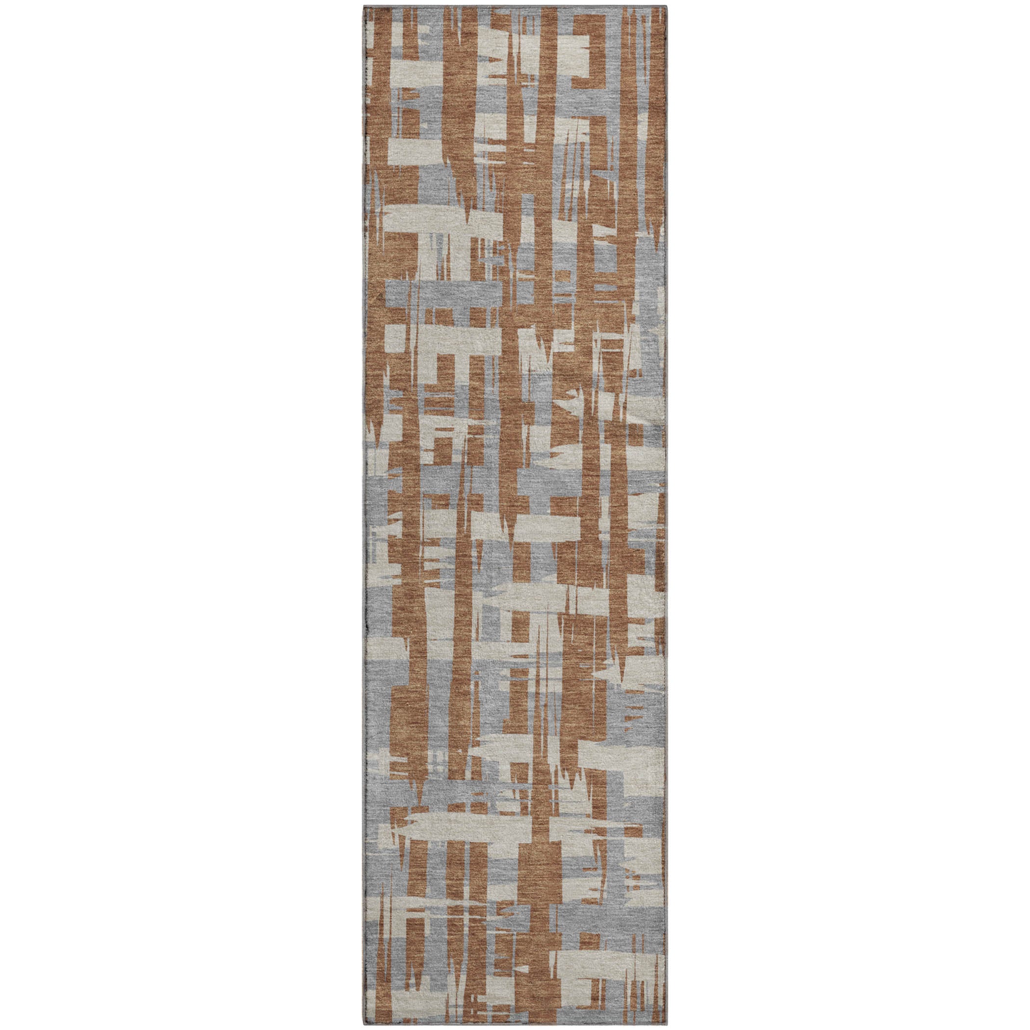 Seoul Machine Washable Transitional Paprika Orange Rug 2'3" x 7'6" #shape_Runner