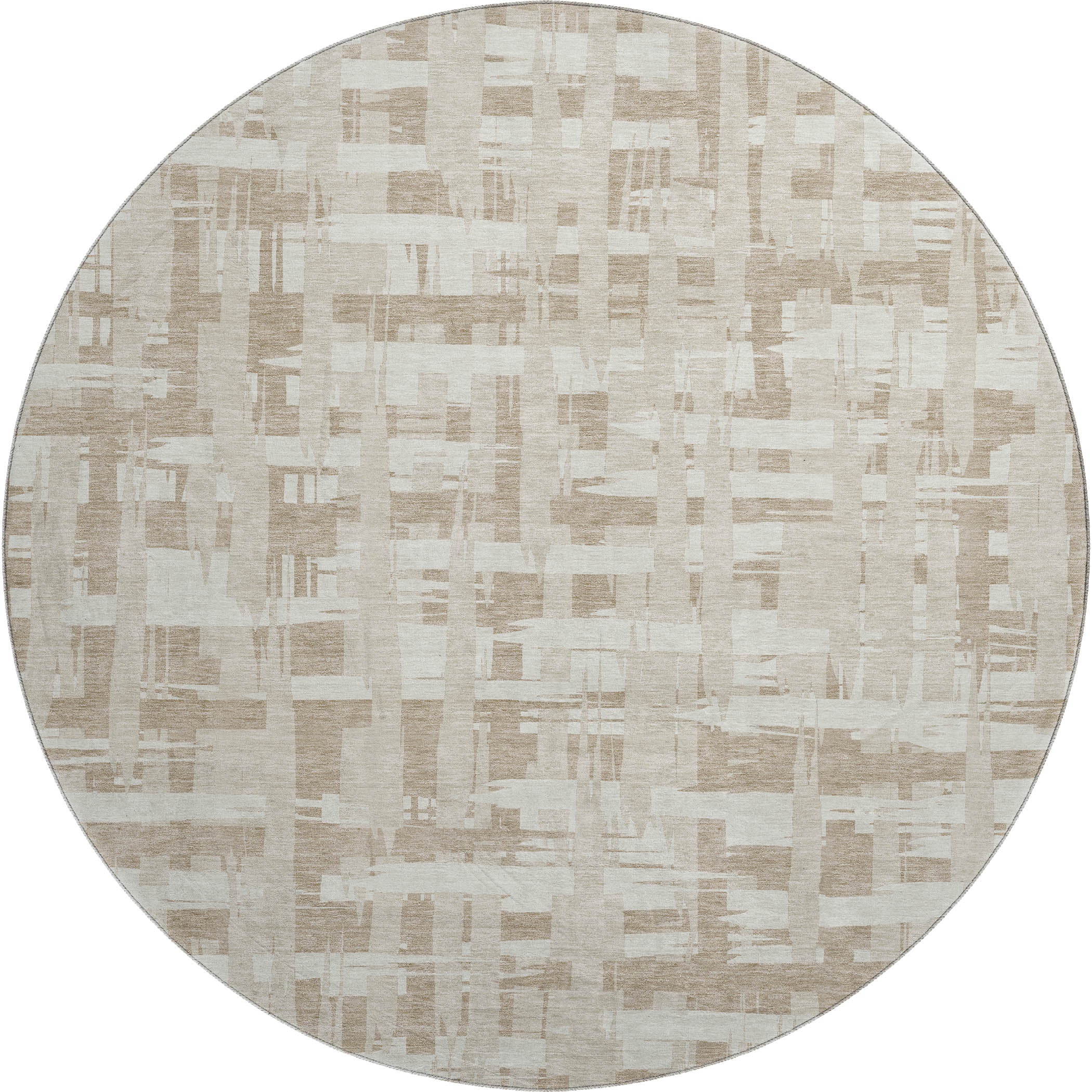 Seoul Machine Washable Transitional Taupe Brown Rug 8' x 8' #shape_Round