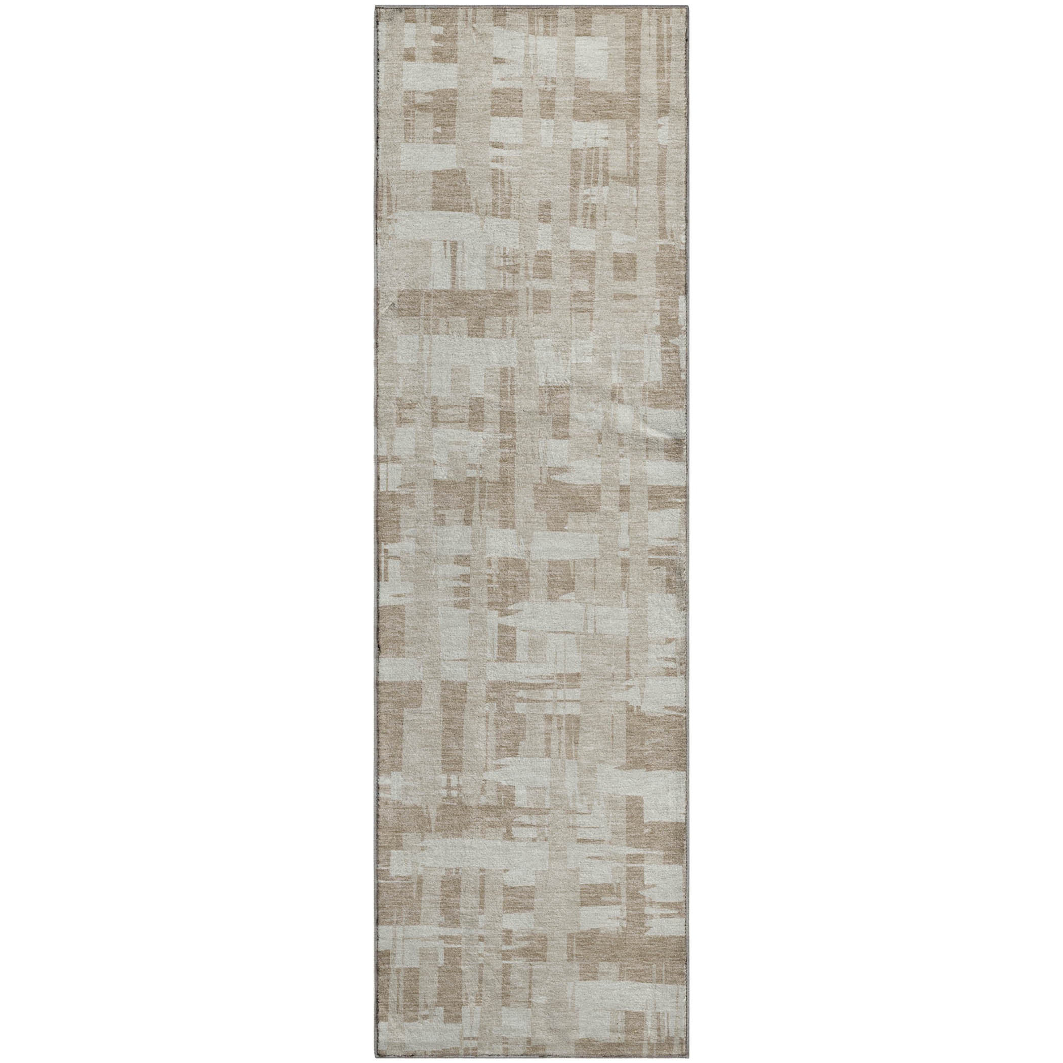 Seoul Machine Washable Transitional Taupe Brown Rug 2'3" x 7'6" #shape_Runner