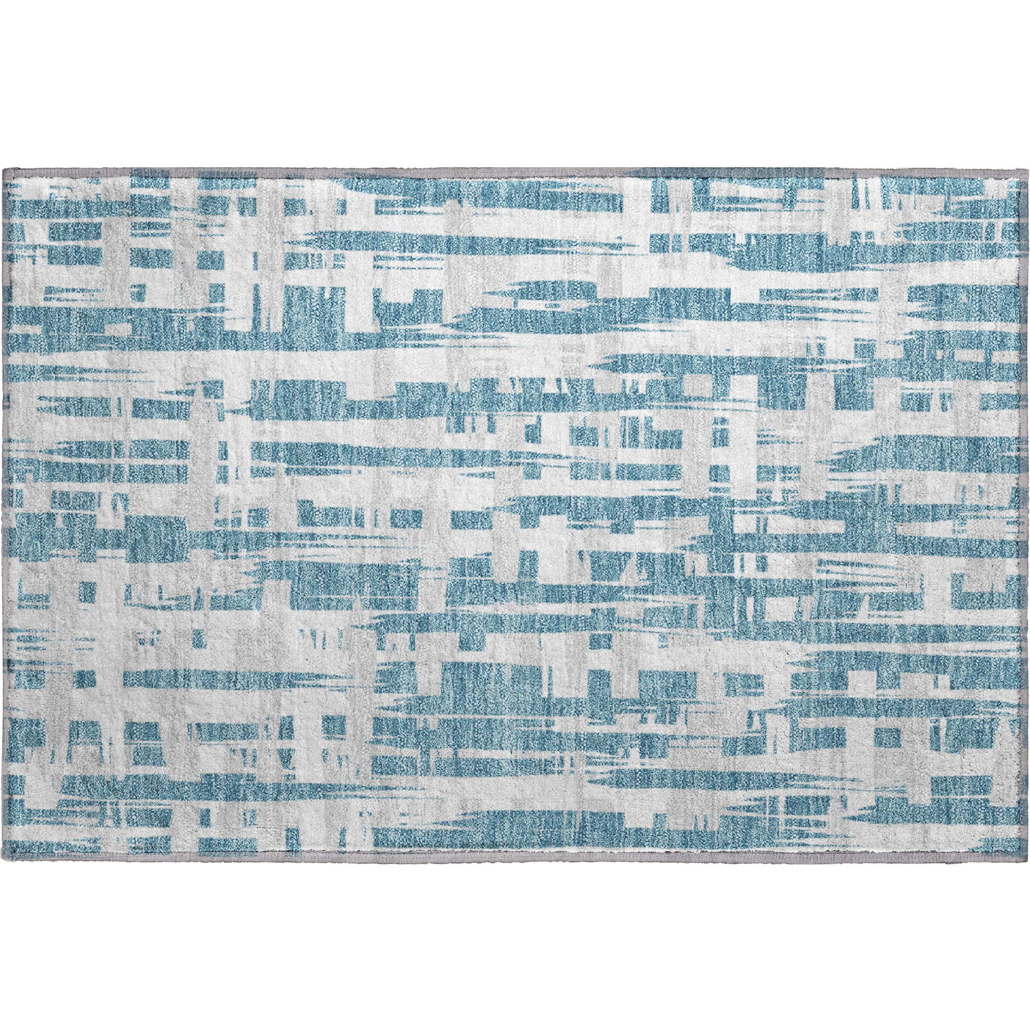 Seoul Machine Washable Transitional Teal Rug 1'8" x 2'6" #shape_Rectangle