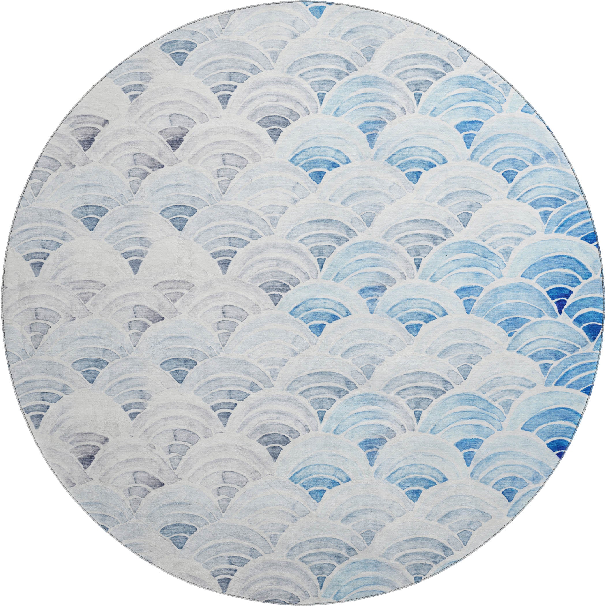 Athens Machine Washable Coastal Blue Rug 8' x 8' #shape_Round