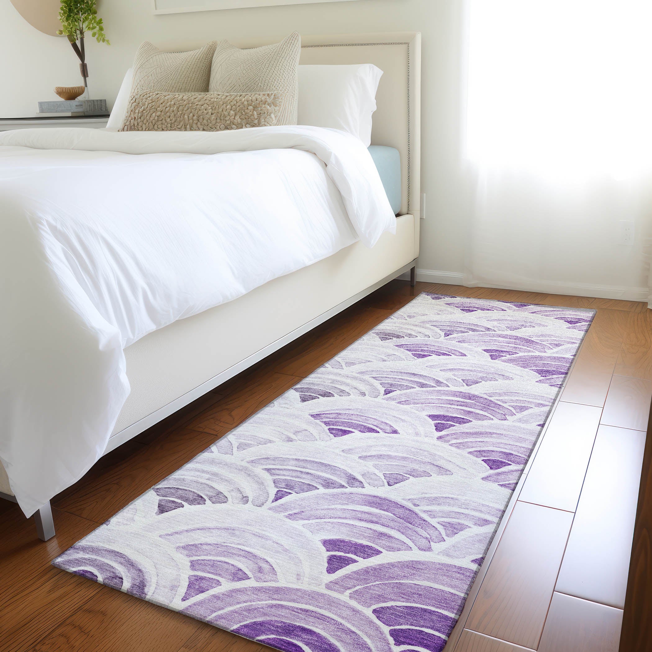 Athens Machine Washable Coastal Purple Rug 2'3" x 7'6" #shape_Runner