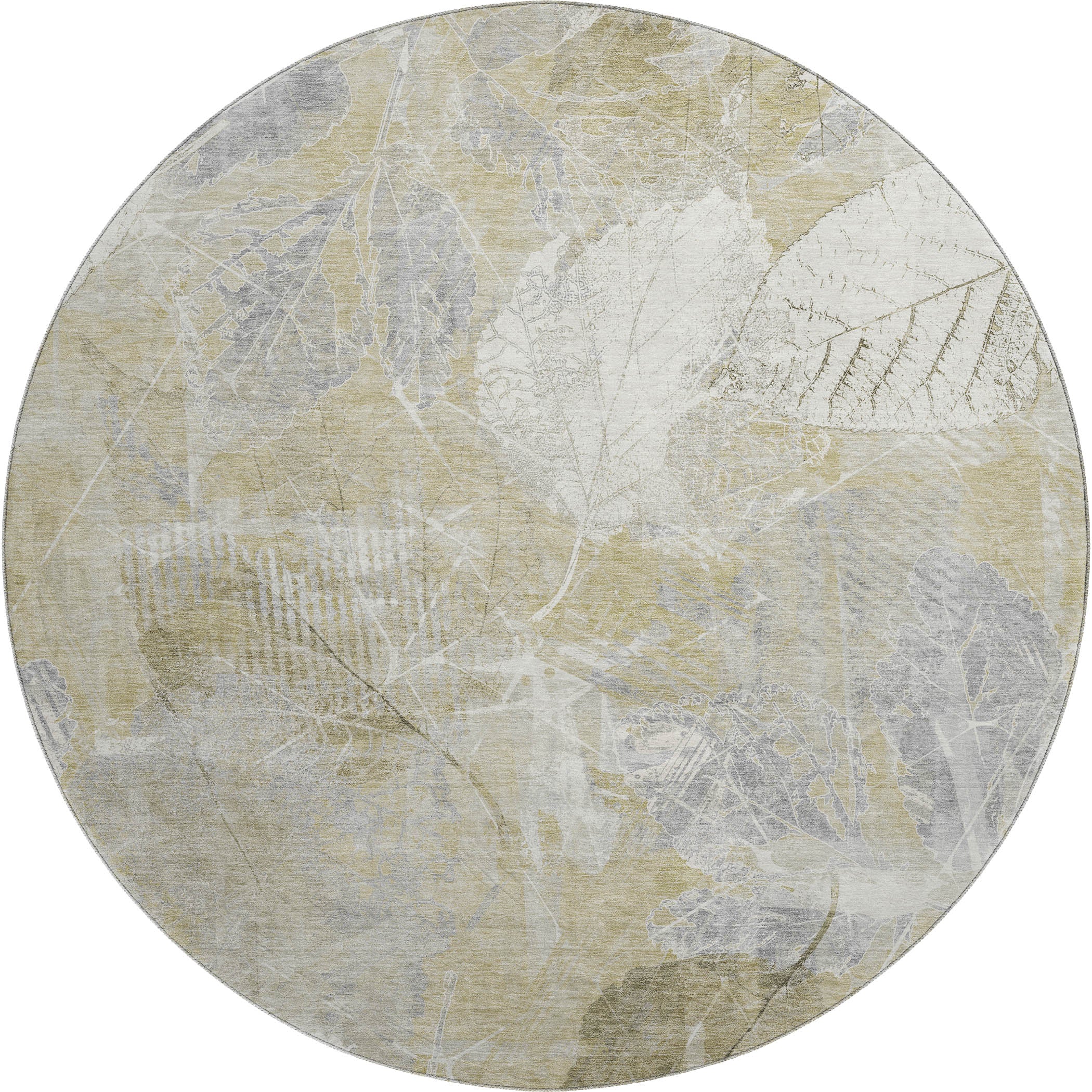 Sarajevo Machine Washable Transitional Beige Brown Rug 8' x 8' #shape_Round