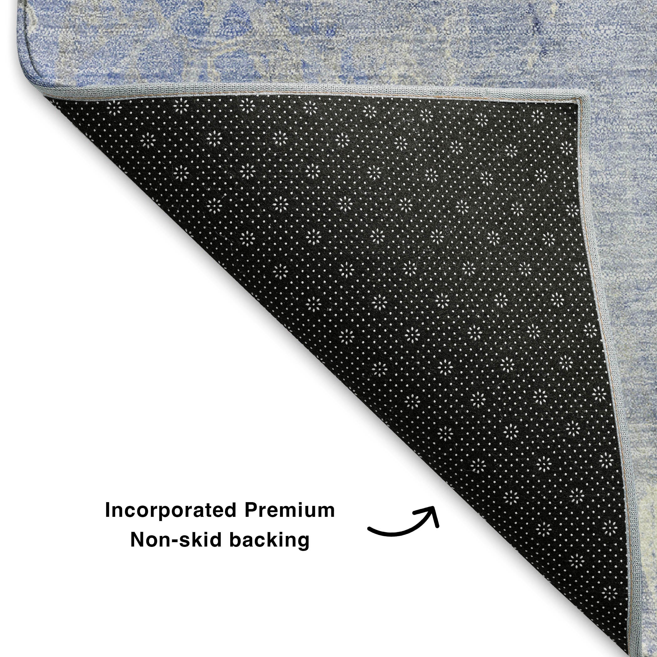 Sarajevo Machine Washable Transitional Denim Blue Rug 1'8" x 2'6" #shape_Rectangle
