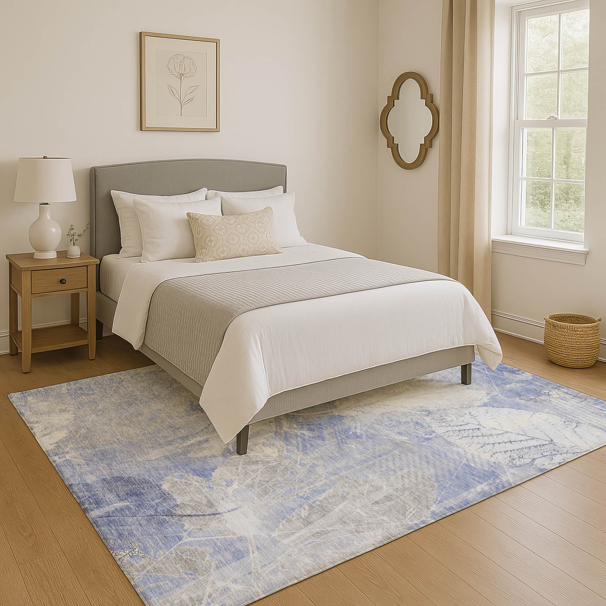 Sarajevo Machine Washable Transitional Denim Blue Rug 2'6" x 3'10" #shape_Rectangle