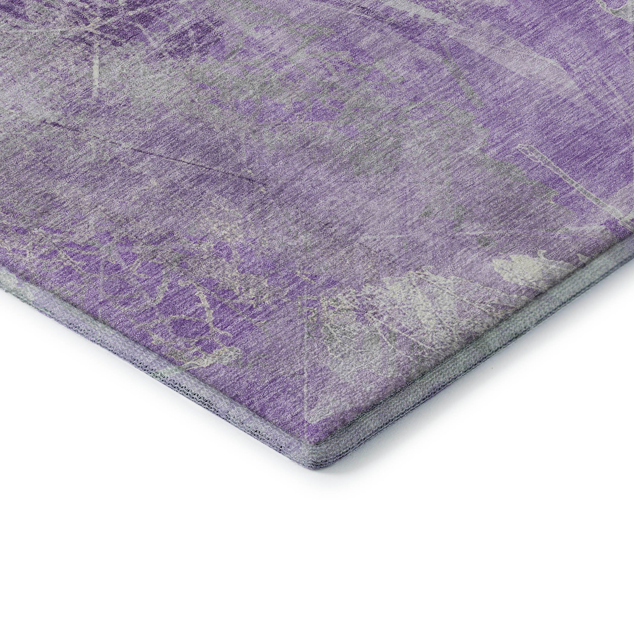 Sarajevo Machine Washable Transitional Lavender Purple Rug 1'8" x 2'6" #shape_Rectangle