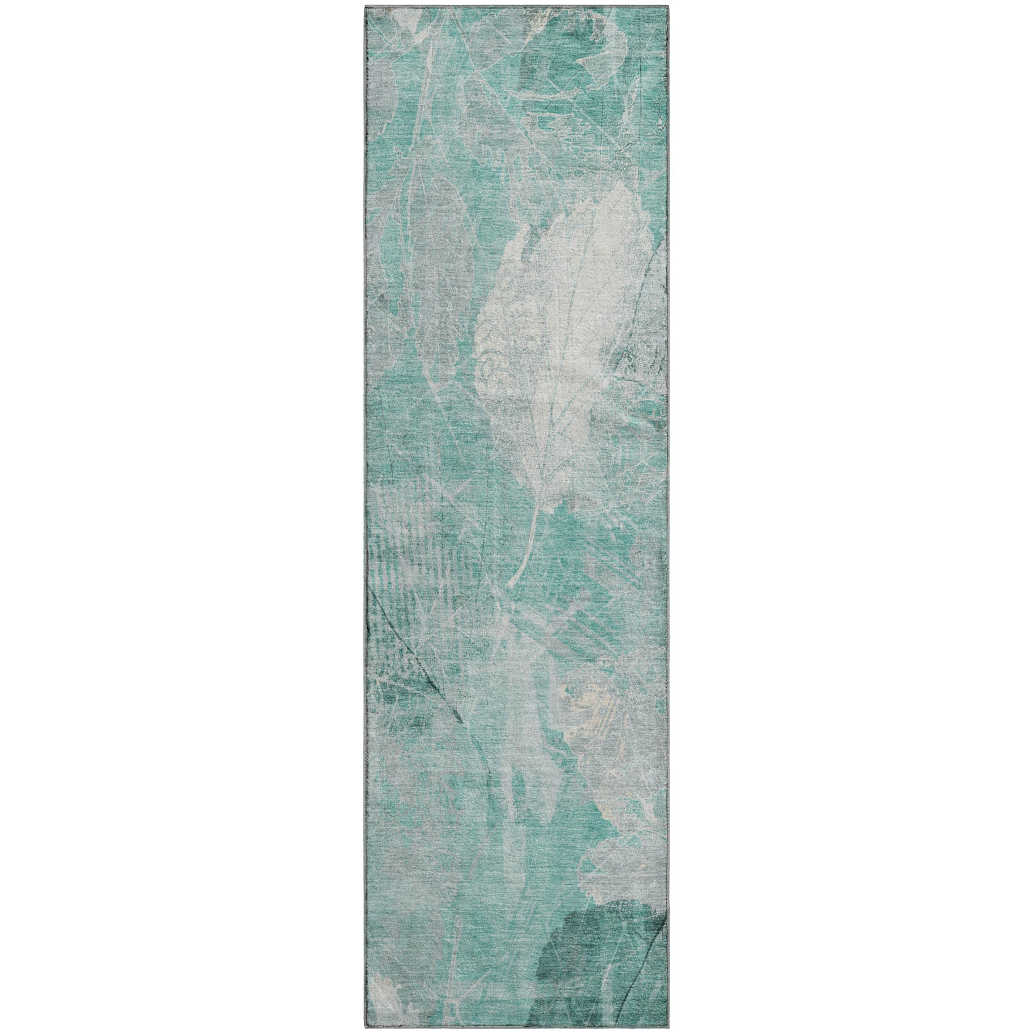 Sarajevo Machine Washable Transitional Teal Rug 2'3" x 7'6" #shape_Runner