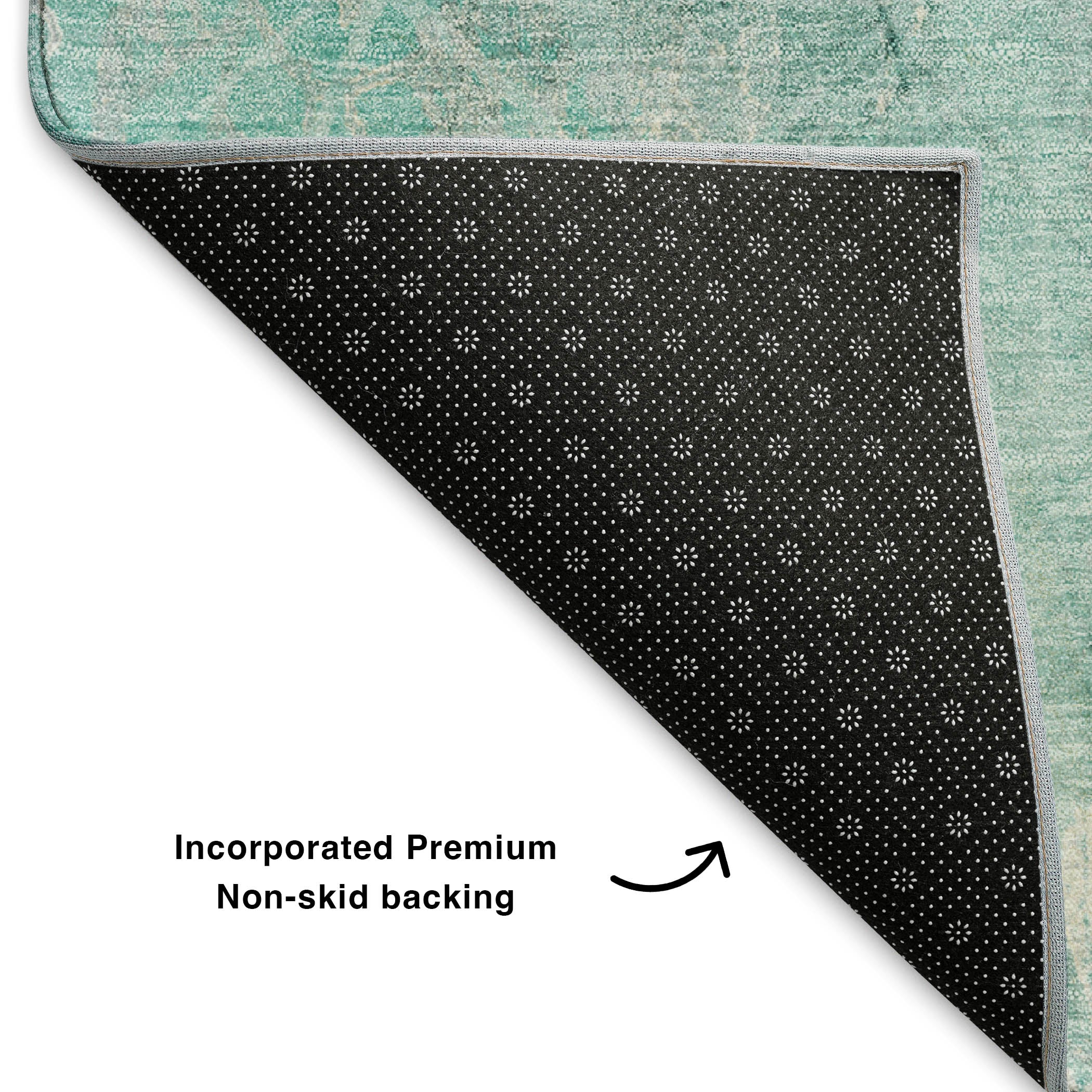 Sarajevo Machine Washable Transitional Teal Rug 1'8" x 2'6" #shape_Rectangle