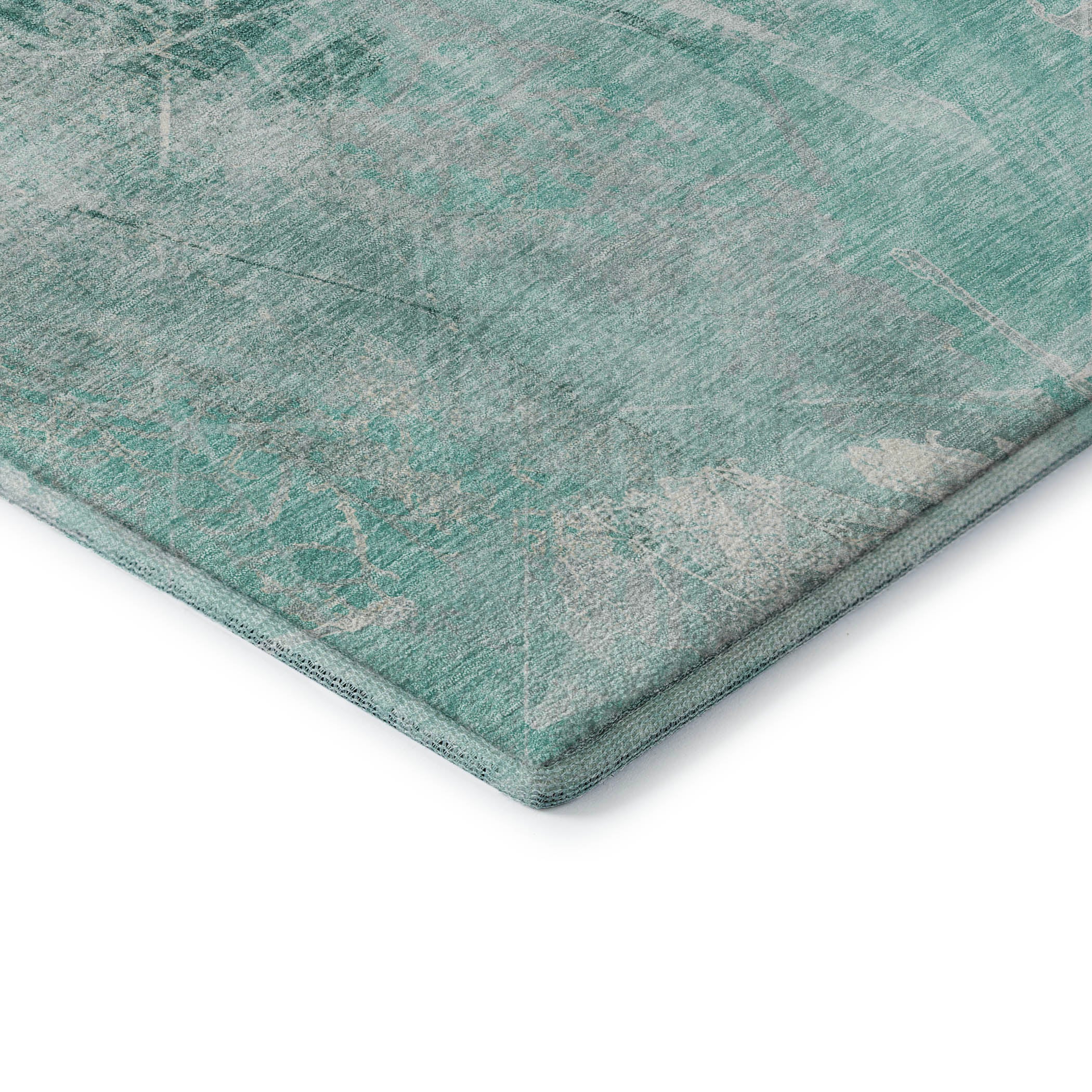 Sarajevo Machine Washable Transitional Teal Rug 1'8" x 2'6" #shape_Rectangle