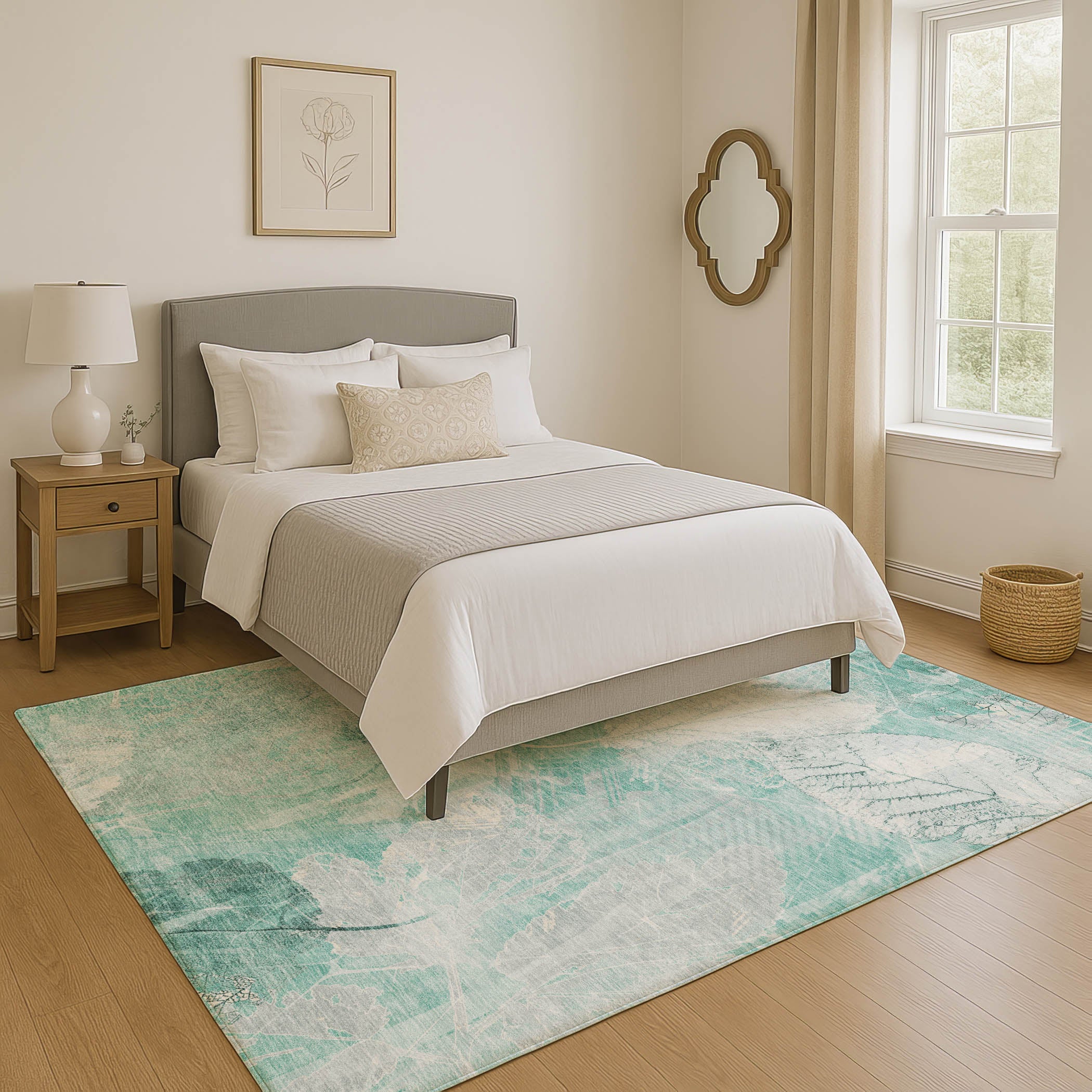 Sarajevo Machine Washable Transitional Teal Rug 2'6" x 3'10" #shape_Rectangle