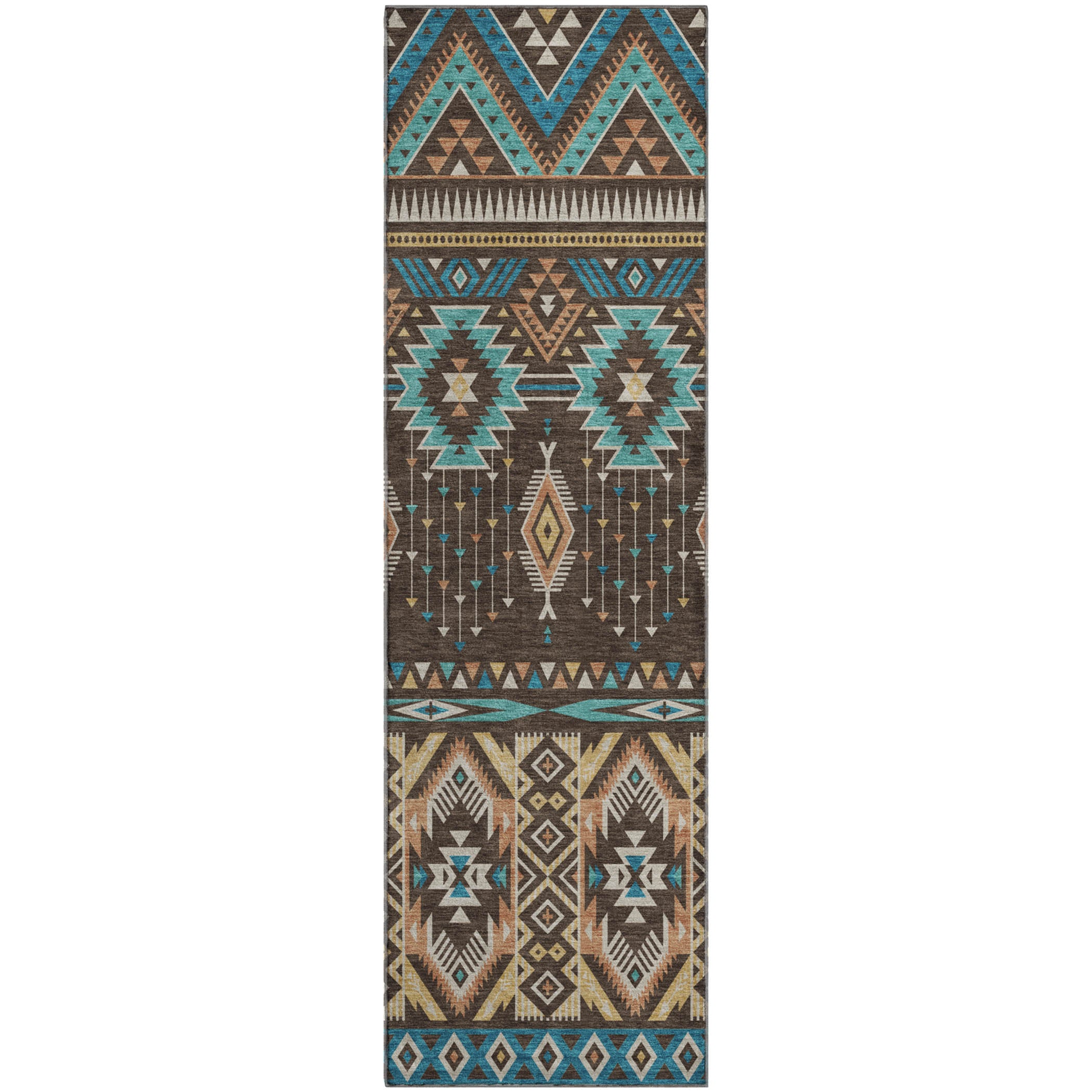 Siena Machine Washable Transitional Brown Rug 2'3" x 7'6" #shape_Runner