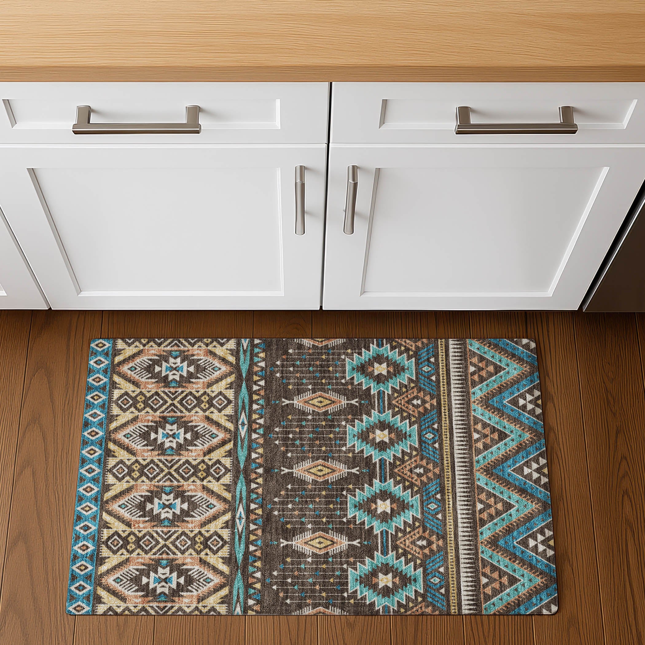 Siena Machine Washable Transitional Brown Rug 1'8" x 2'6" #shape_Rectangle