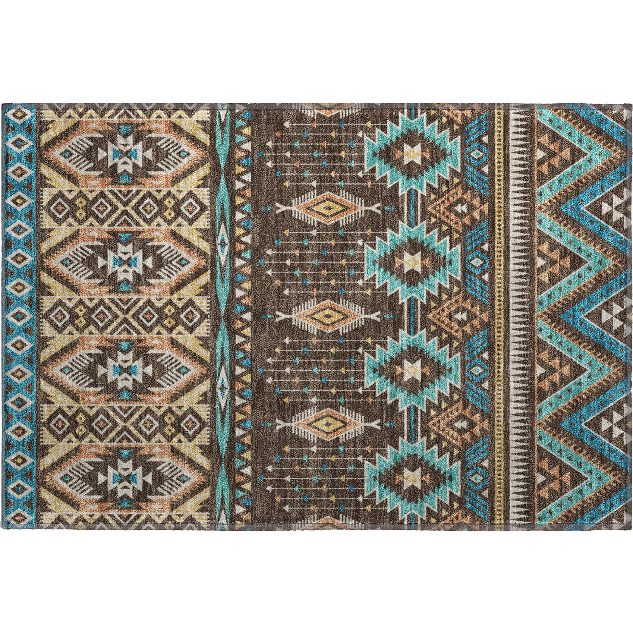 Siena Machine Washable Transitional Brown Rug 1'8" x 2'6" #shape_Rectangle