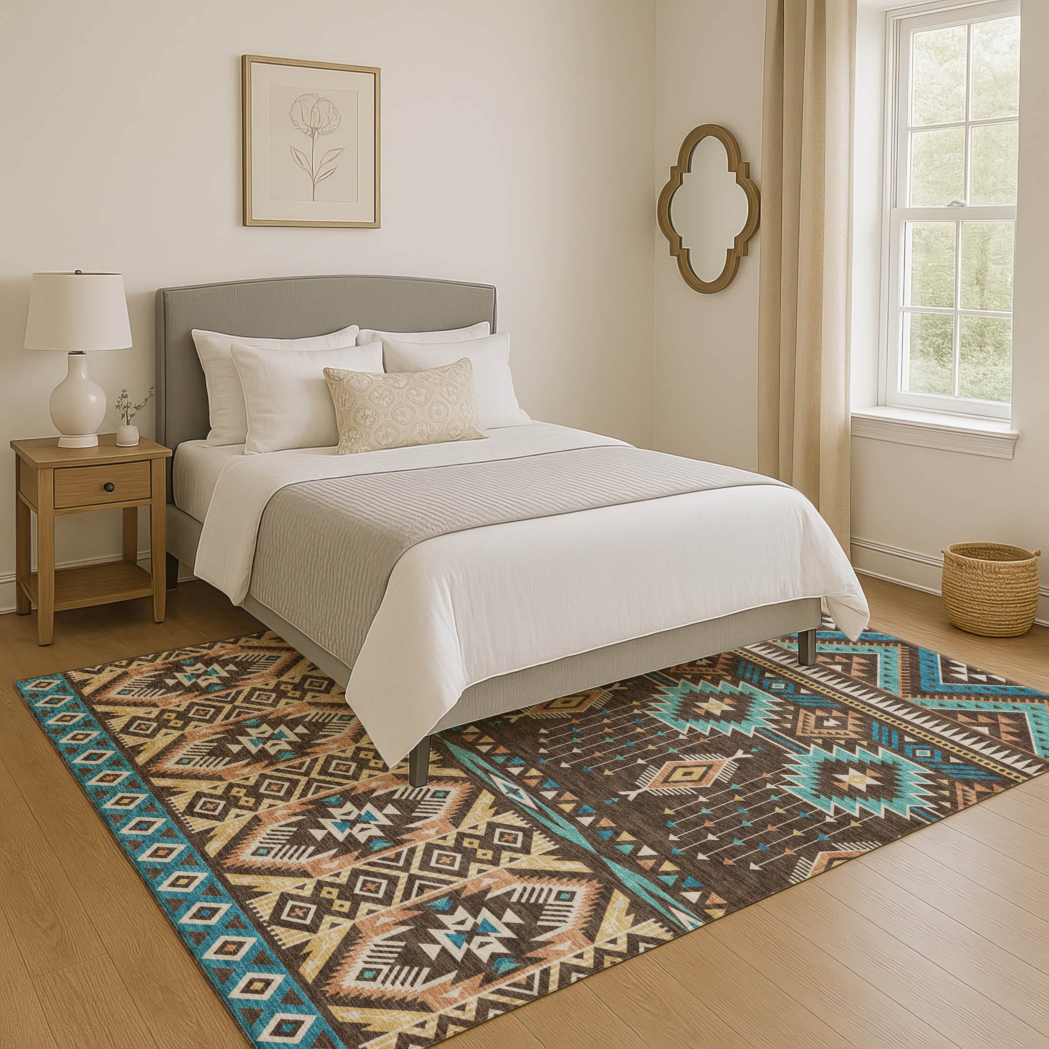 Siena Machine Washable Transitional Brown Rug 2'6" x 3'10" #shape_Rectangle