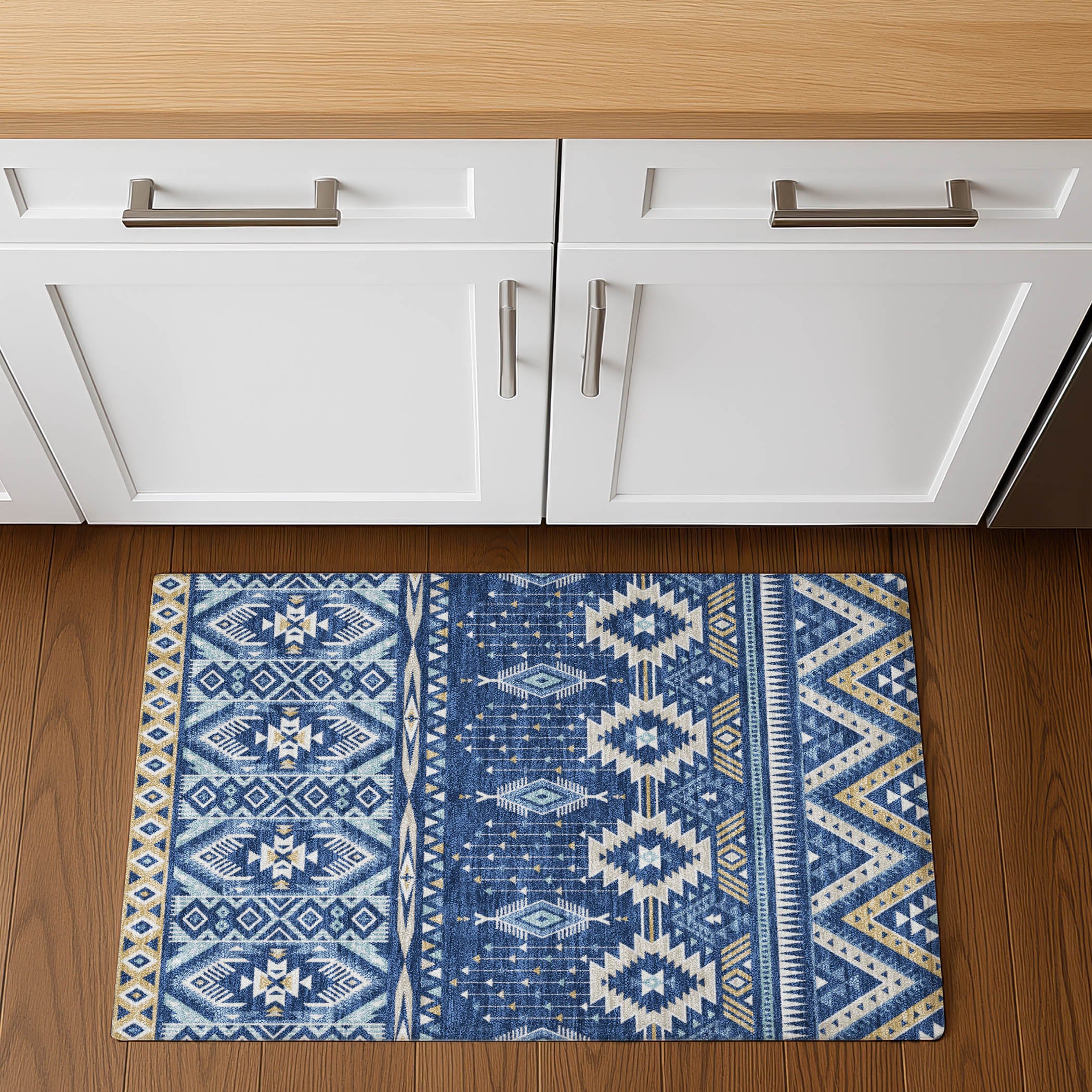 Siena Machine Washable Transitional Navy Blue Rug 1'8" x 2'6" #shape_Rectangle