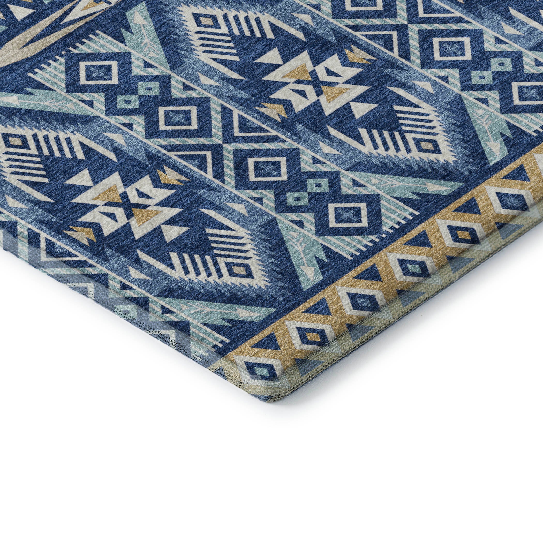 Siena Machine Washable Transitional Navy Blue Rug 1'8" x 2'6" #shape_Rectangle
