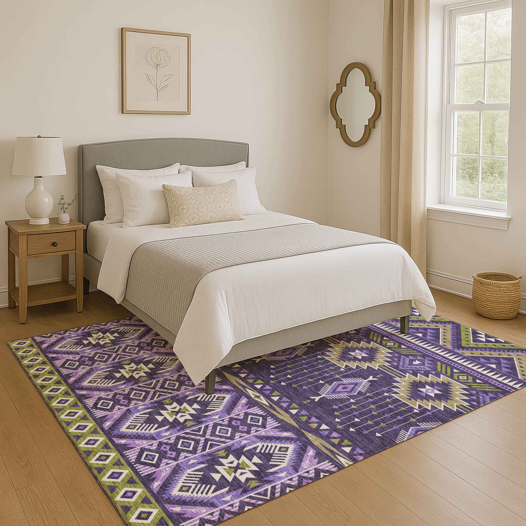 Siena Machine Washable Transitional Purple Rug 2'6" x 3'10" #shape_Rectangle