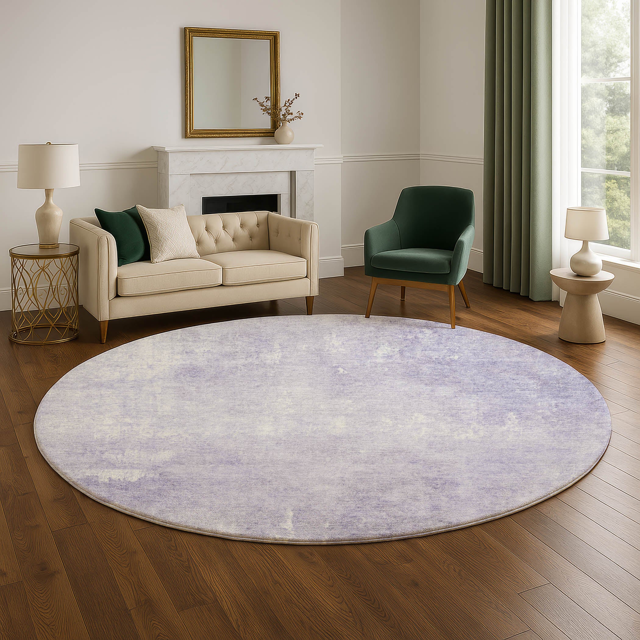 Dubrovnik Machine Washable Transitional Lavender Purple Rug 8' x 8' #shape_Round