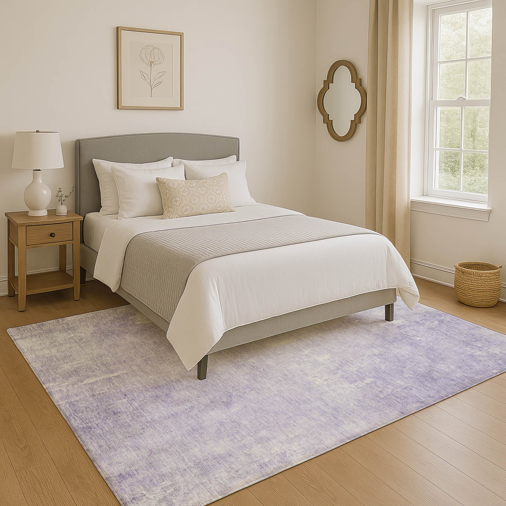 Dubrovnik Machine Washable Transitional Lavender Purple Rug 2'6" x 3'10" #shape_Rectangle