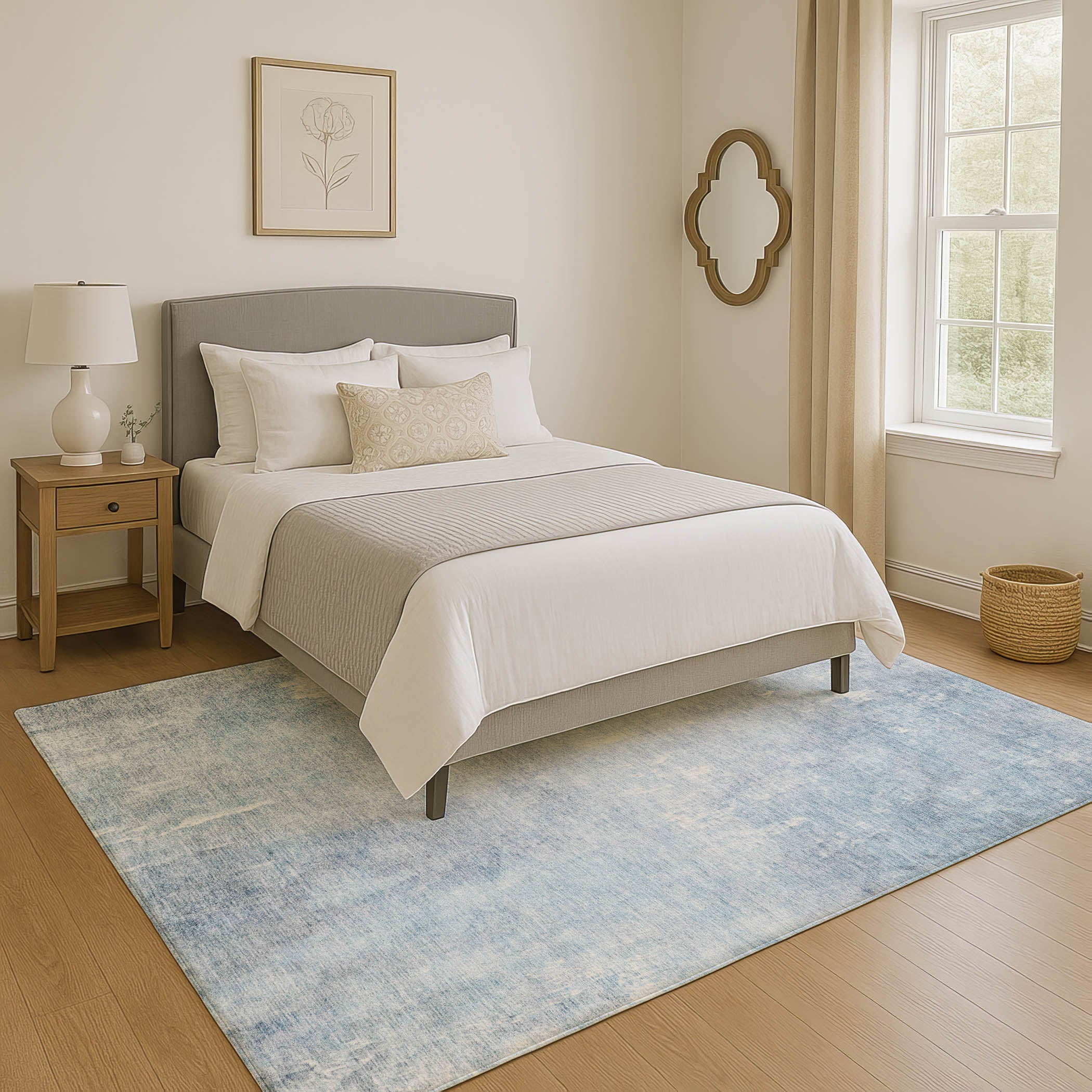 Dubrovnik Machine Washable Transitional Sky Blue Rug 2'6" x 3'10" #shape_Rectangle