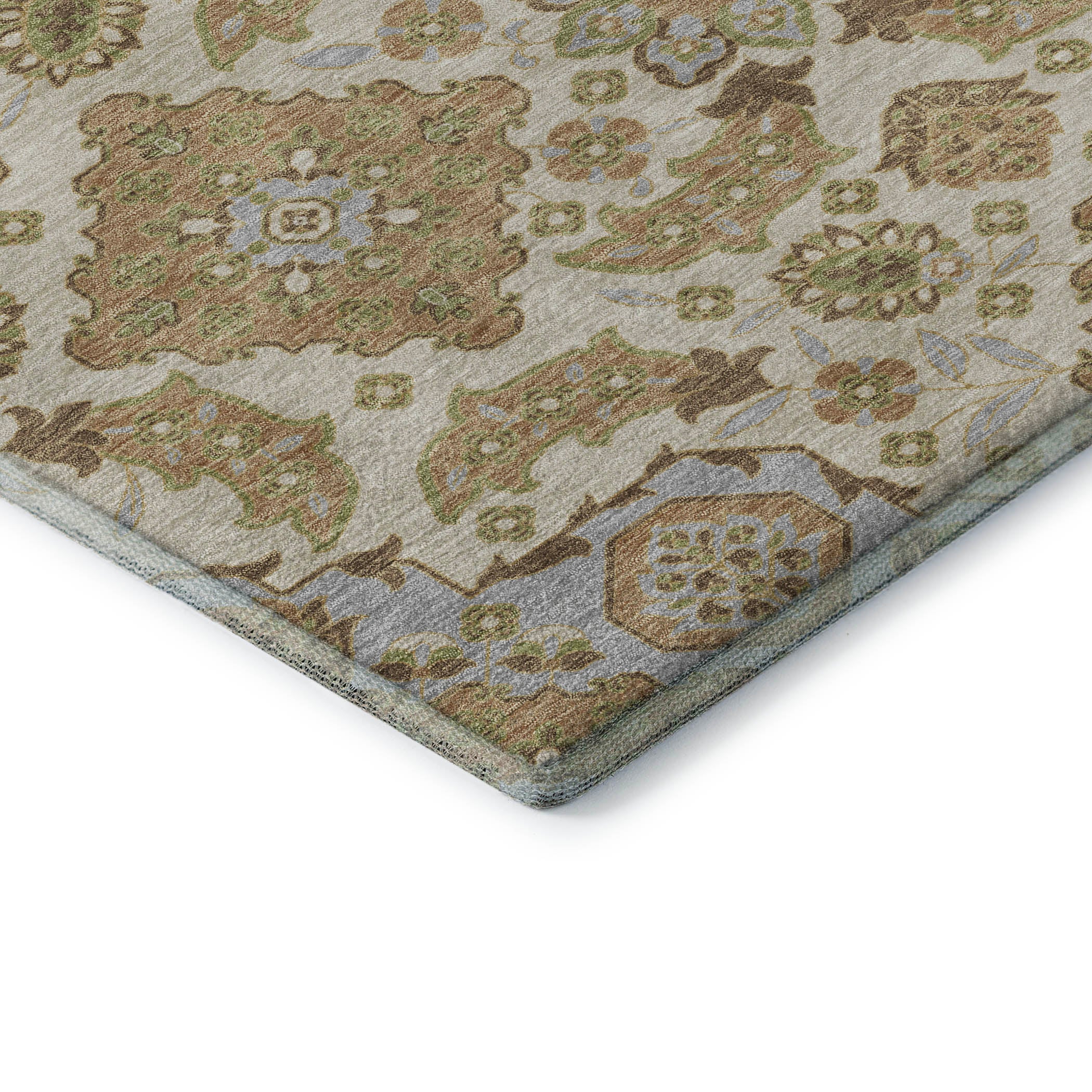 Seville Machine Washable Traditional Beige Brown Rug 1'8" x 2'6" #shape_Rectangle