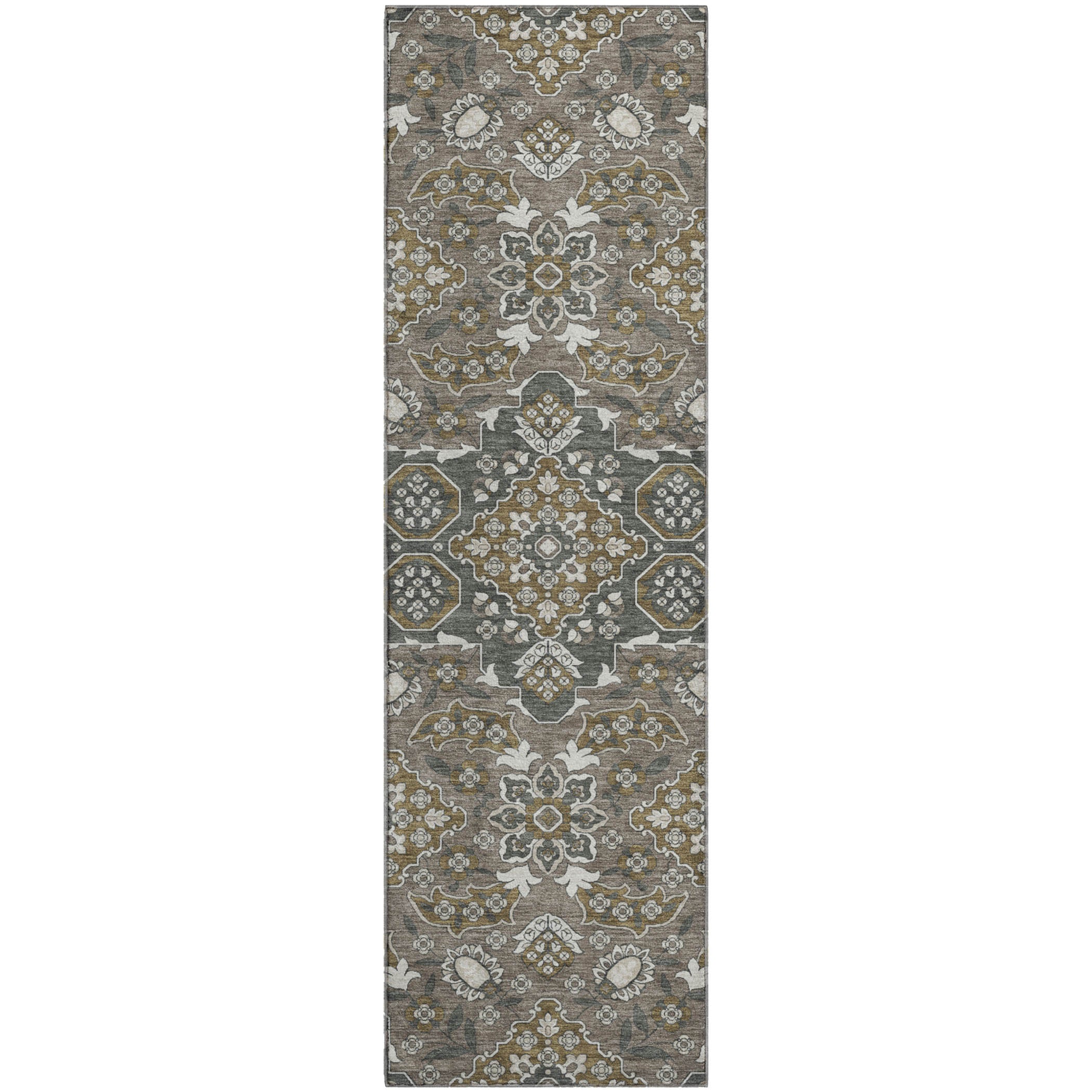 Seville Machine Washable Traditional Mocha Brown Rug 2'3" x 7'6" #shape_Runner