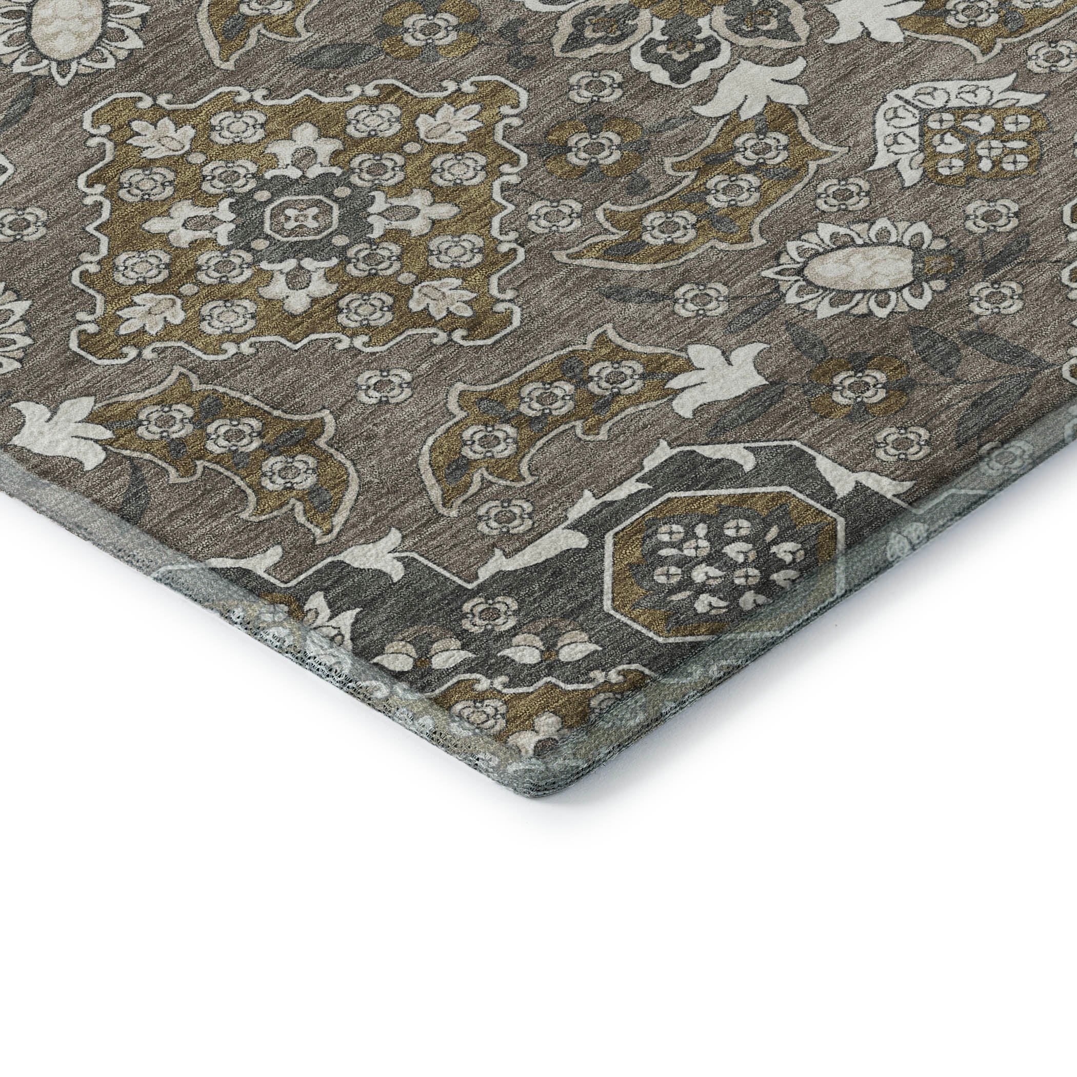 Seville Machine Washable Traditional Mocha Brown Rug 1'8" x 2'6" #shape_Rectangle
