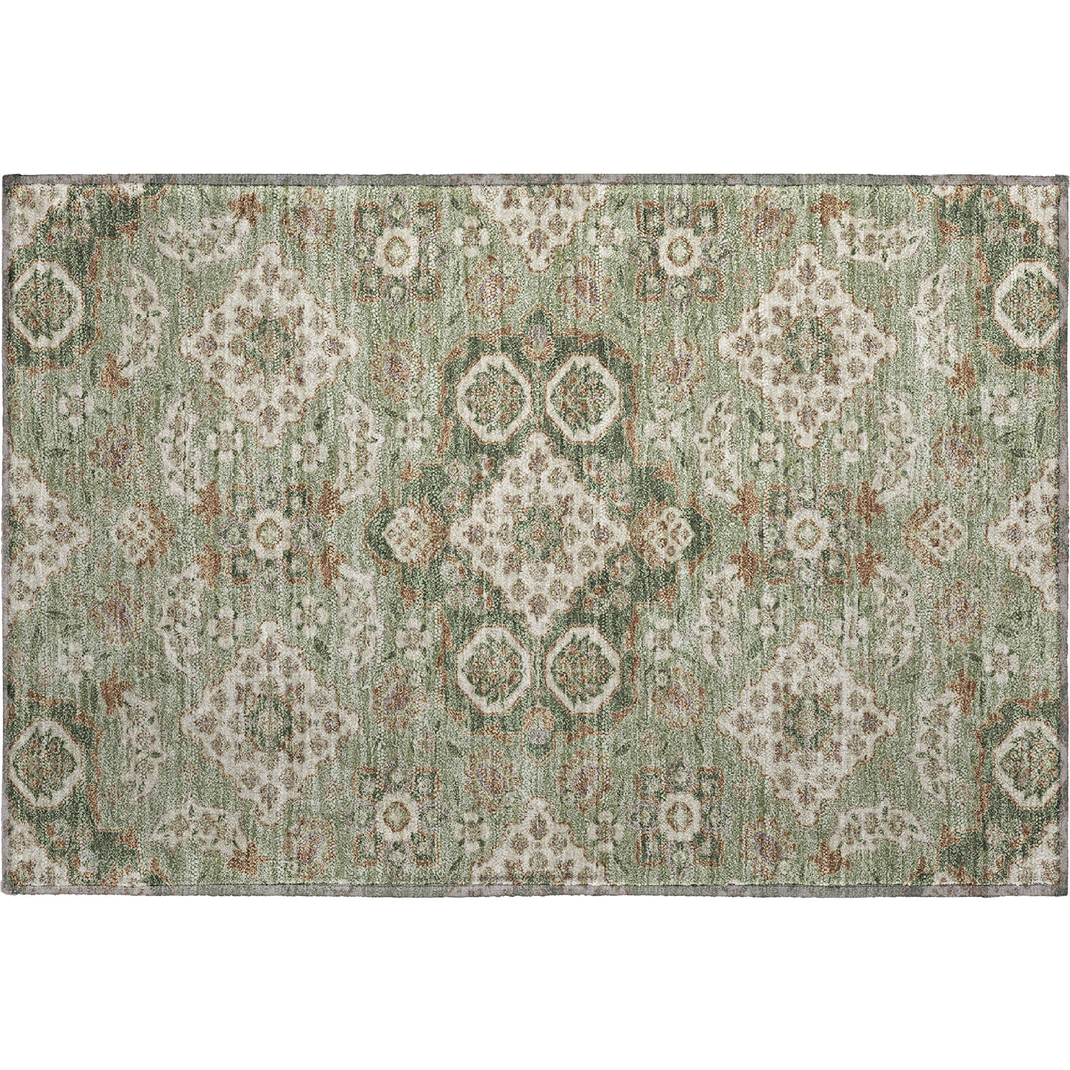 Seville Machine Washable Traditional Sage Green Rug 1'8" x 2'6" #shape_Rectangle