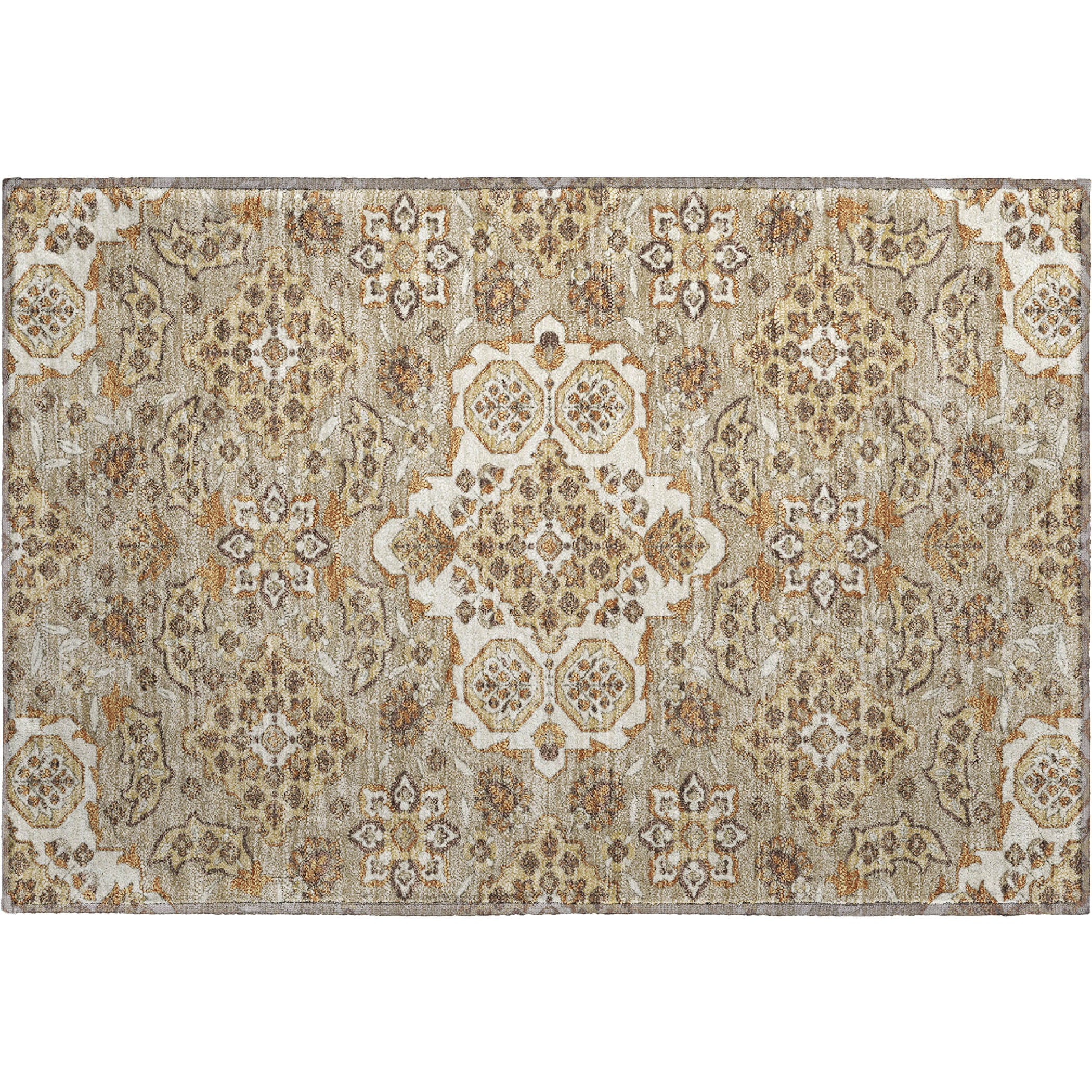 Seville Machine Washable Traditional Taupe Brown Rug 1'8" x 2'6" #shape_Rectangle