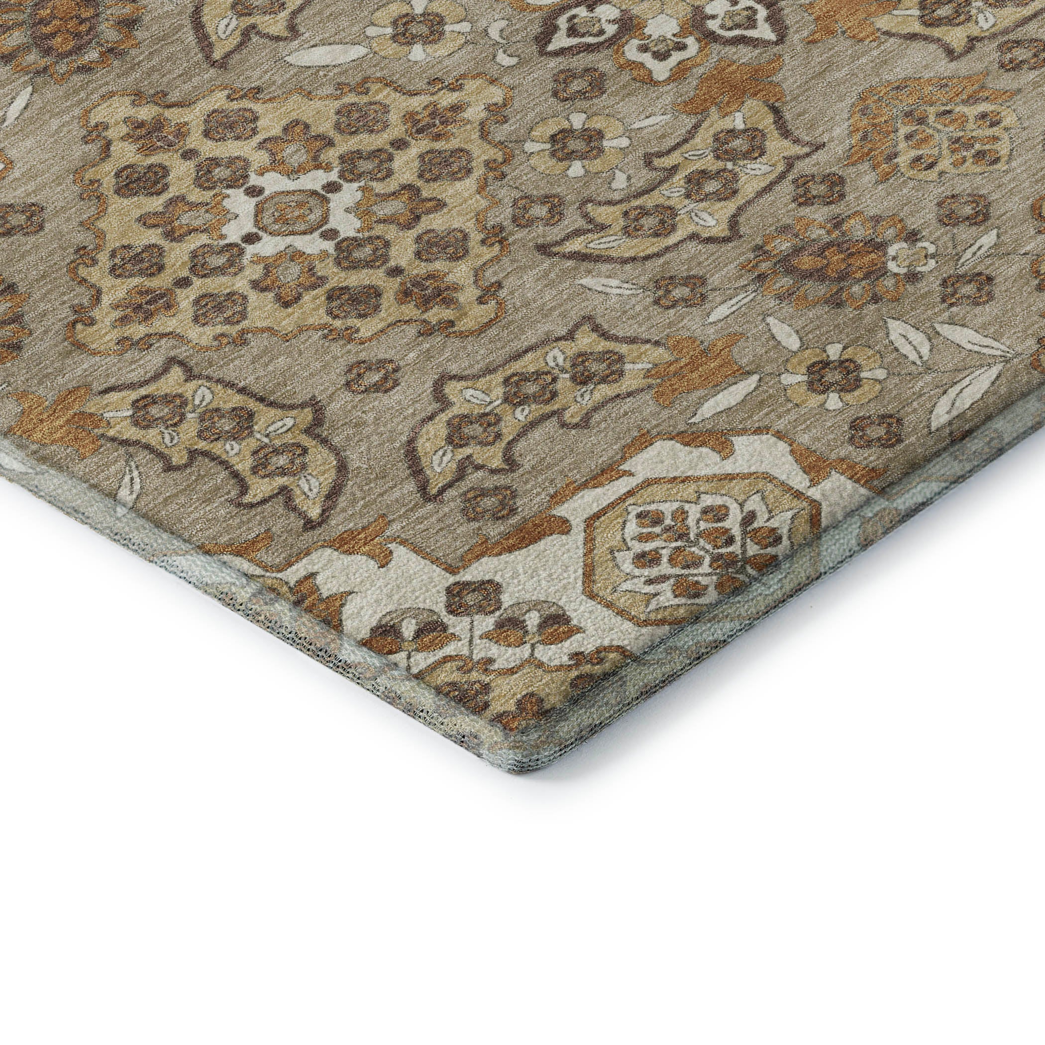 Seville Machine Washable Traditional Taupe Brown Rug 1'8" x 2'6" #shape_Rectangle