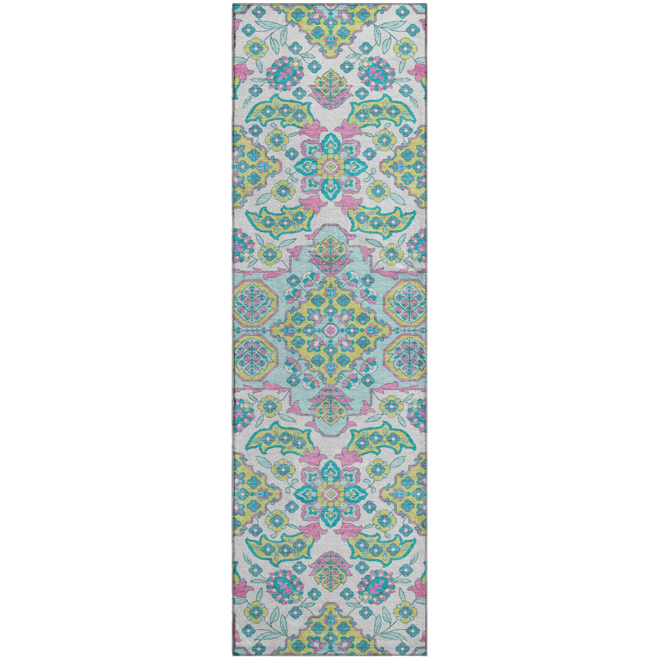 Seville Machine Washable Traditional White Ivory Rug 2'3" x 7'6" #shape_Runner
