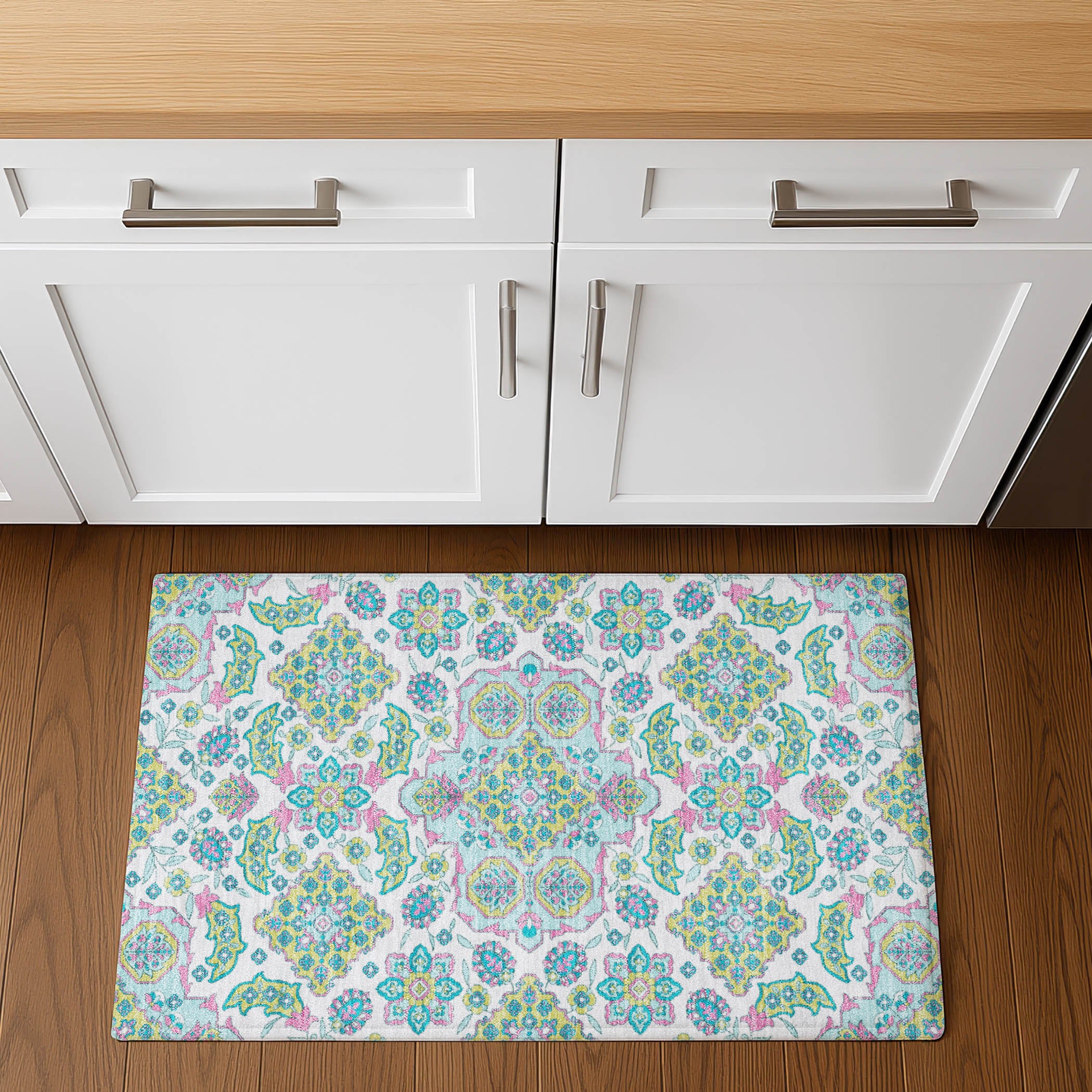 Seville Machine Washable Traditional White Ivory Rug 1'8" x 2'6" #shape_Rectangle