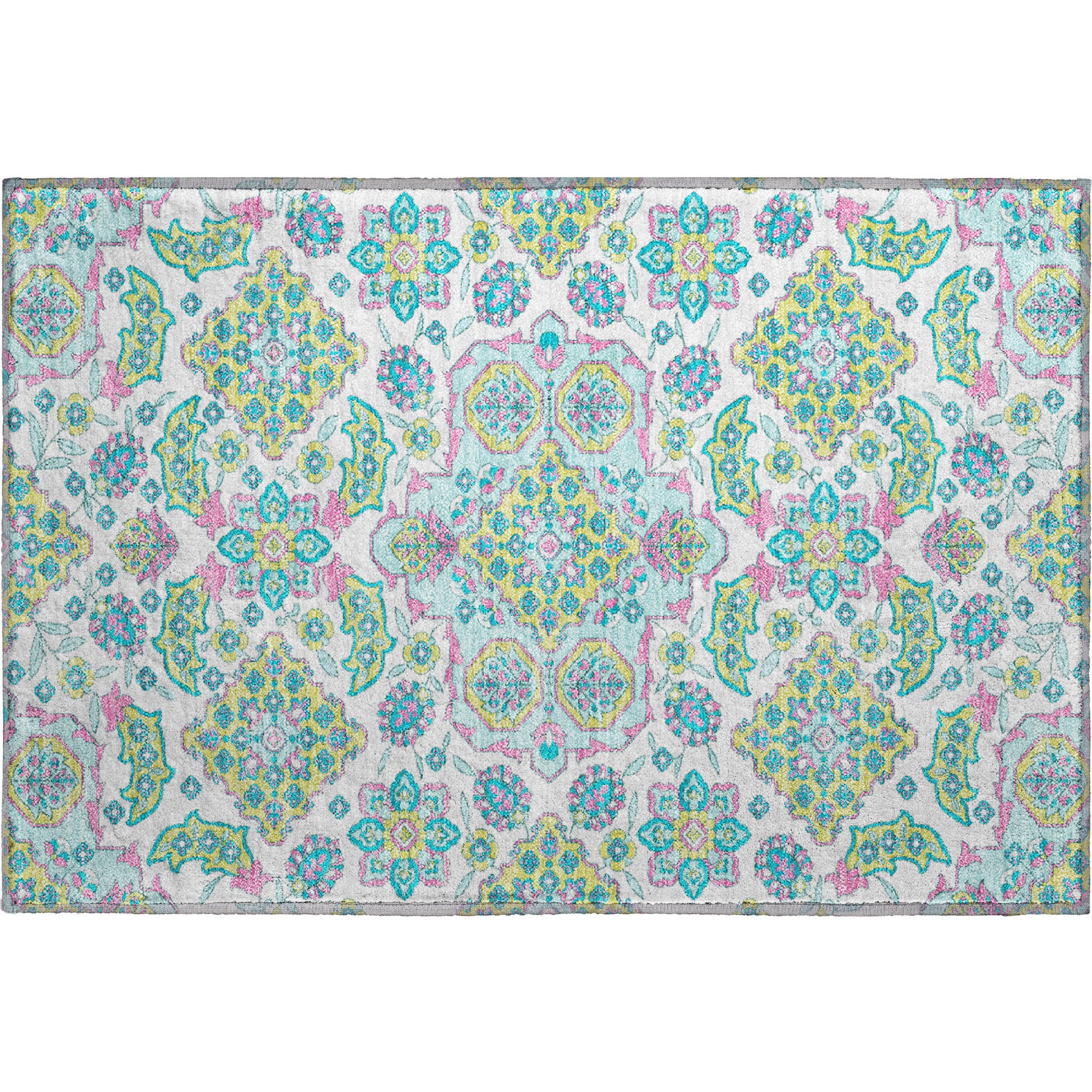 Seville Machine Washable Traditional White Ivory Rug 1'8" x 2'6" #shape_Rectangle