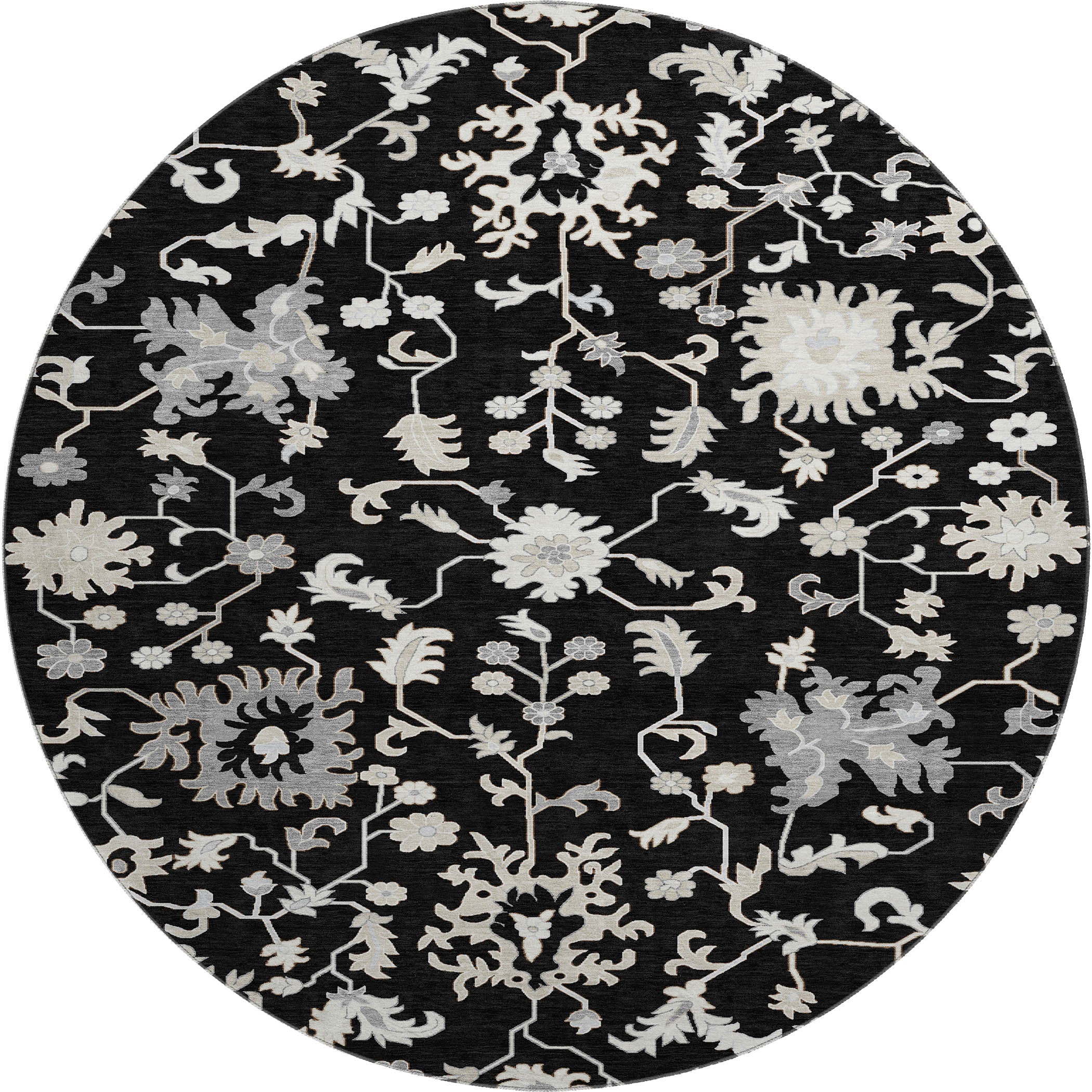 Jaipur Machine Washable Transitional Black Rug 8' x 8' #shape_Round