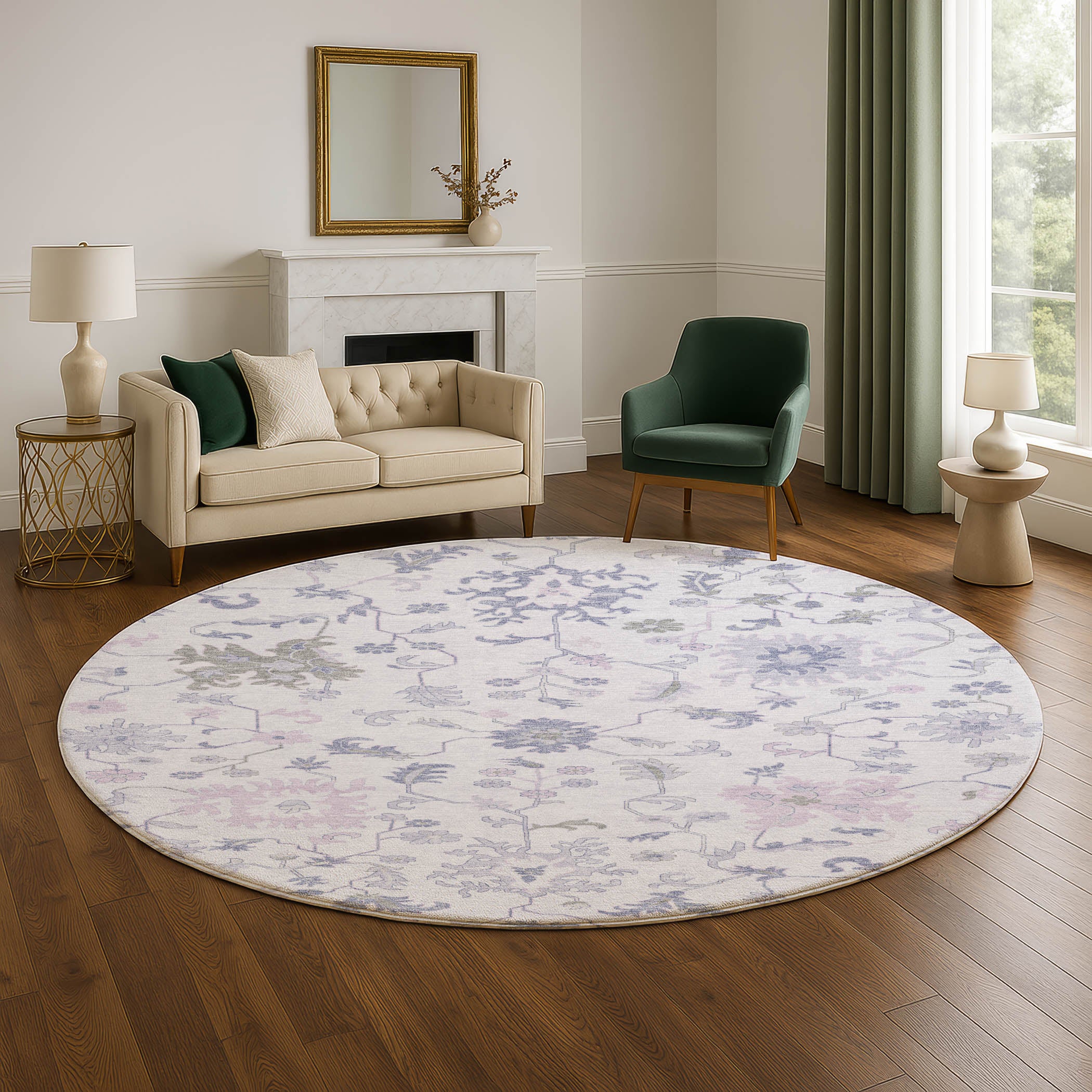 Jaipur Machine Washable Transitional Lavender Purple Rug 8' x 8' #shape_Round