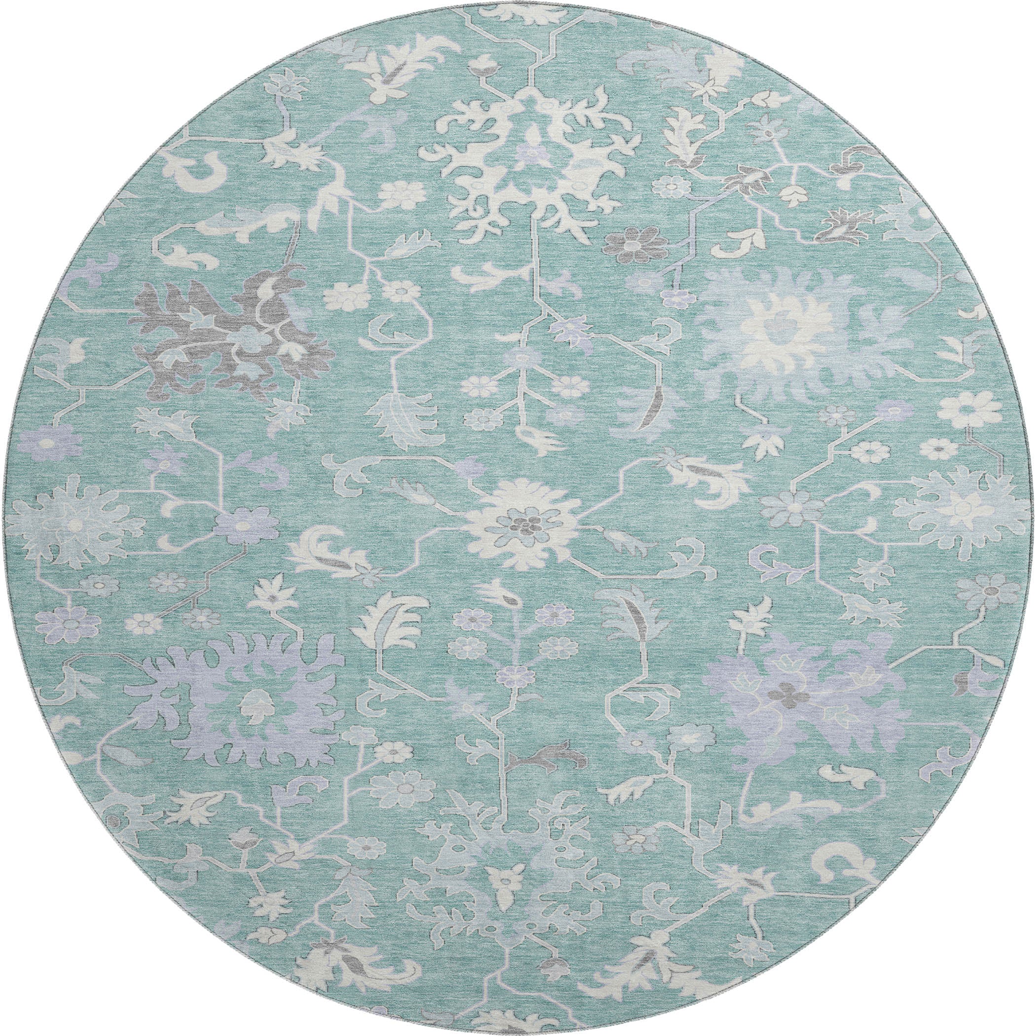 Jaipur Machine Washable Transitional Seafoam Blue Rug 8' x 8' #shape_Round