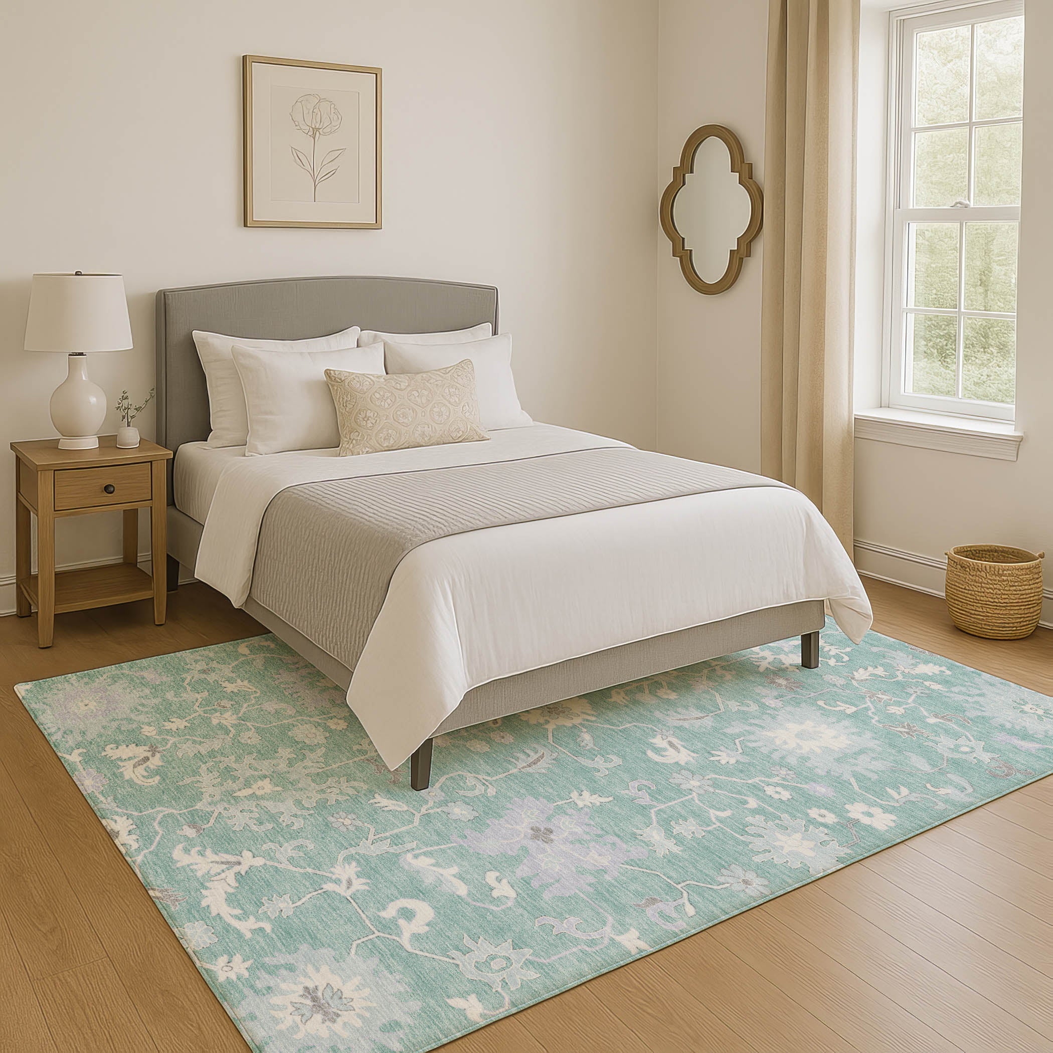 Jaipur Machine Washable Transitional Seafoam Blue Rug 2'6" x 3'10" #shape_Rectangle