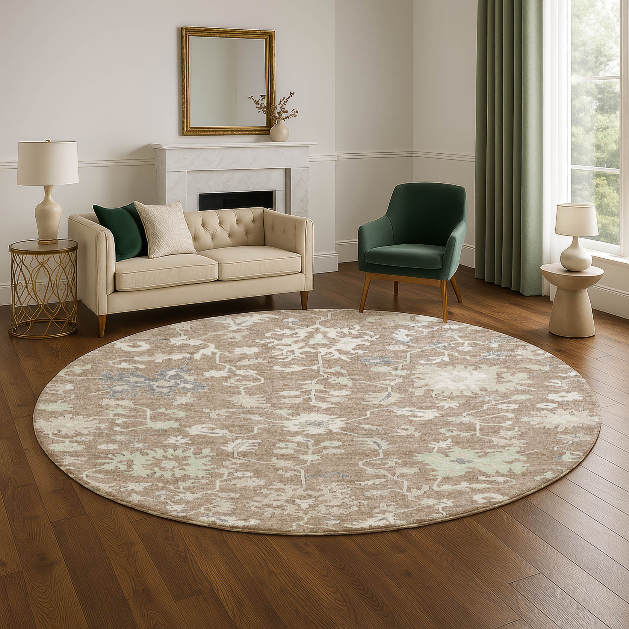 Jaipur Machine Washable Transitional Taupe Brown Rug 8' x 8' #shape_Round