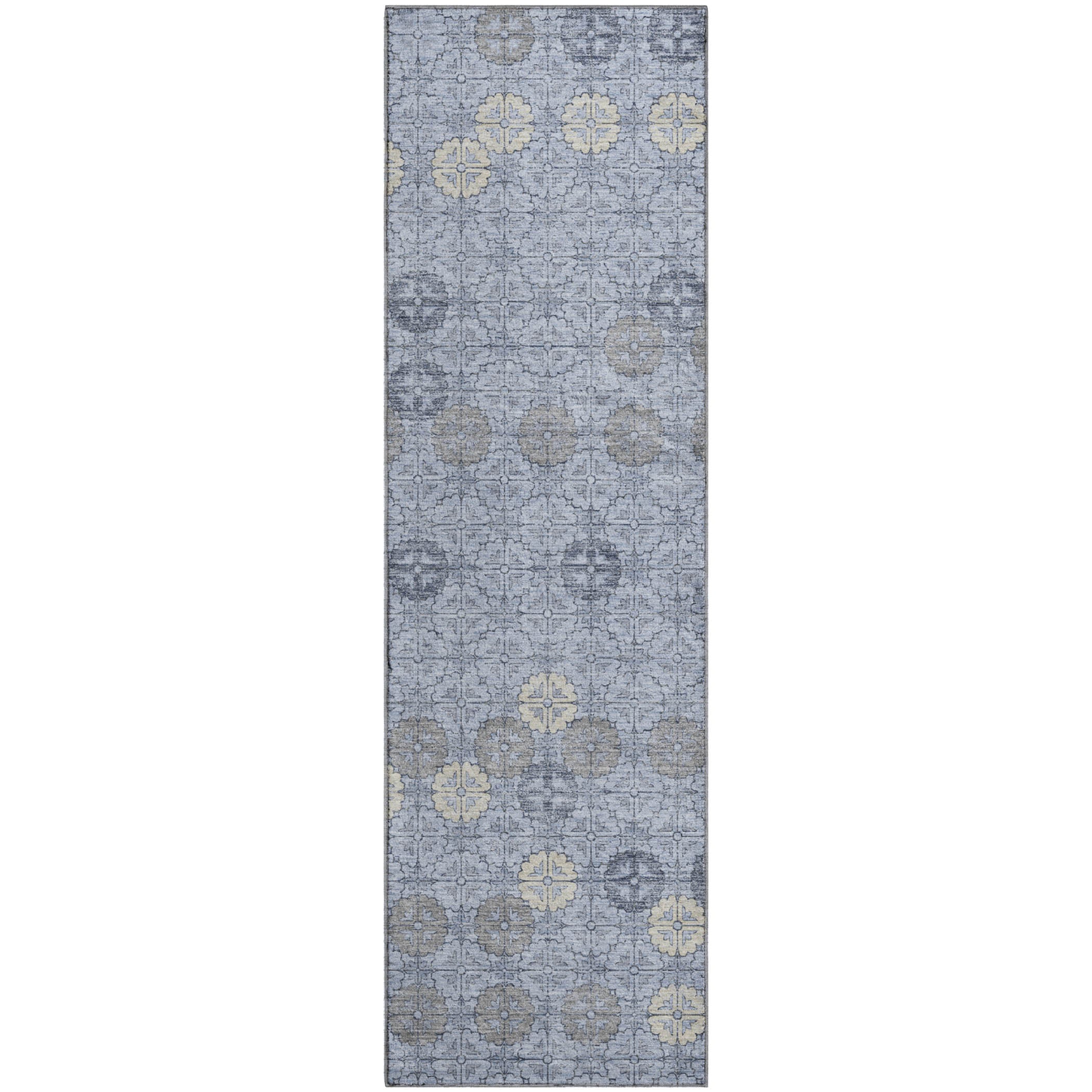 Lucerne Machine Washable Transitional Blue Rug 2'3" x 7'6" #shape_Runner