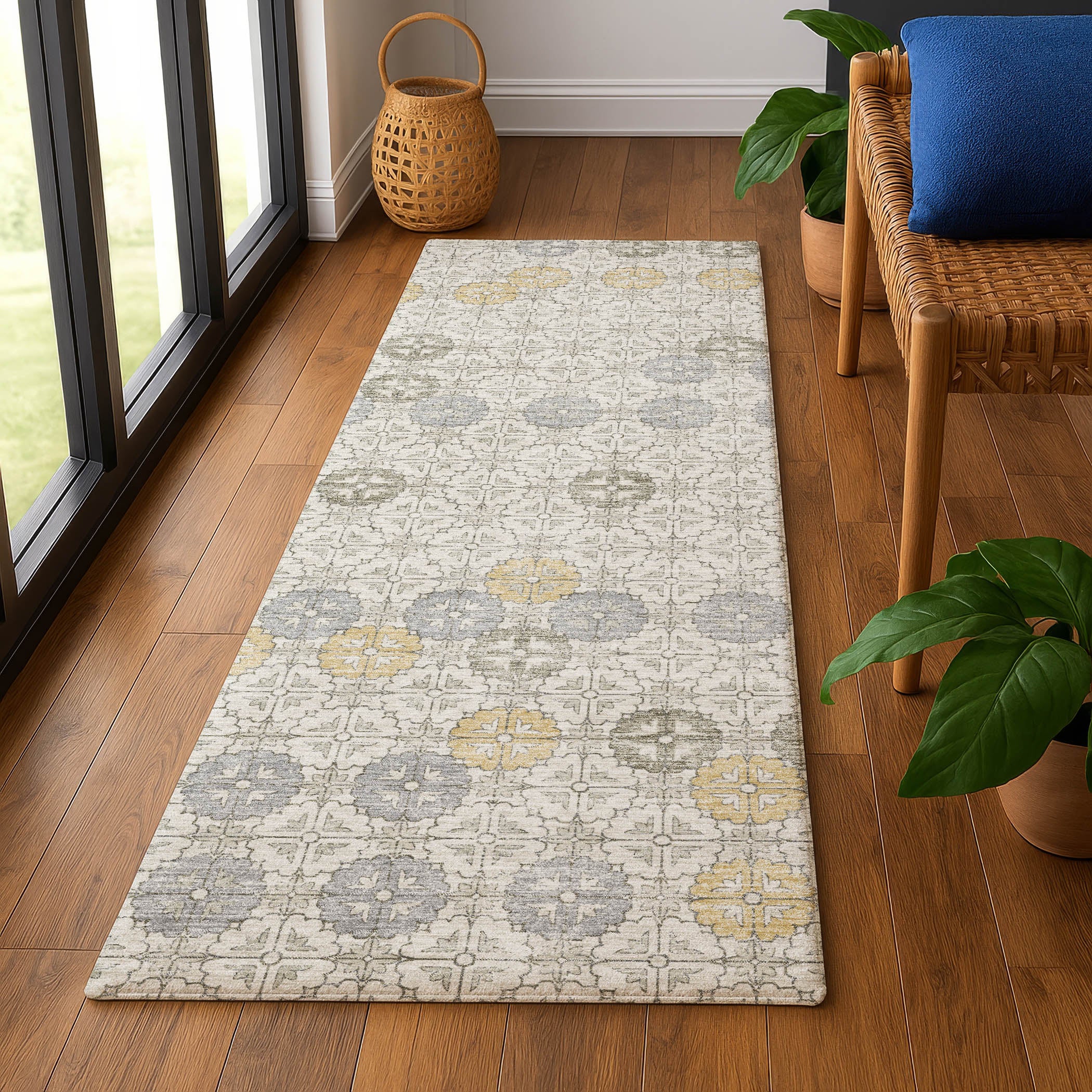Lucerne Machine Washable Transitional Ivory Rug 2'3" x 7'6" #shape_Runner
