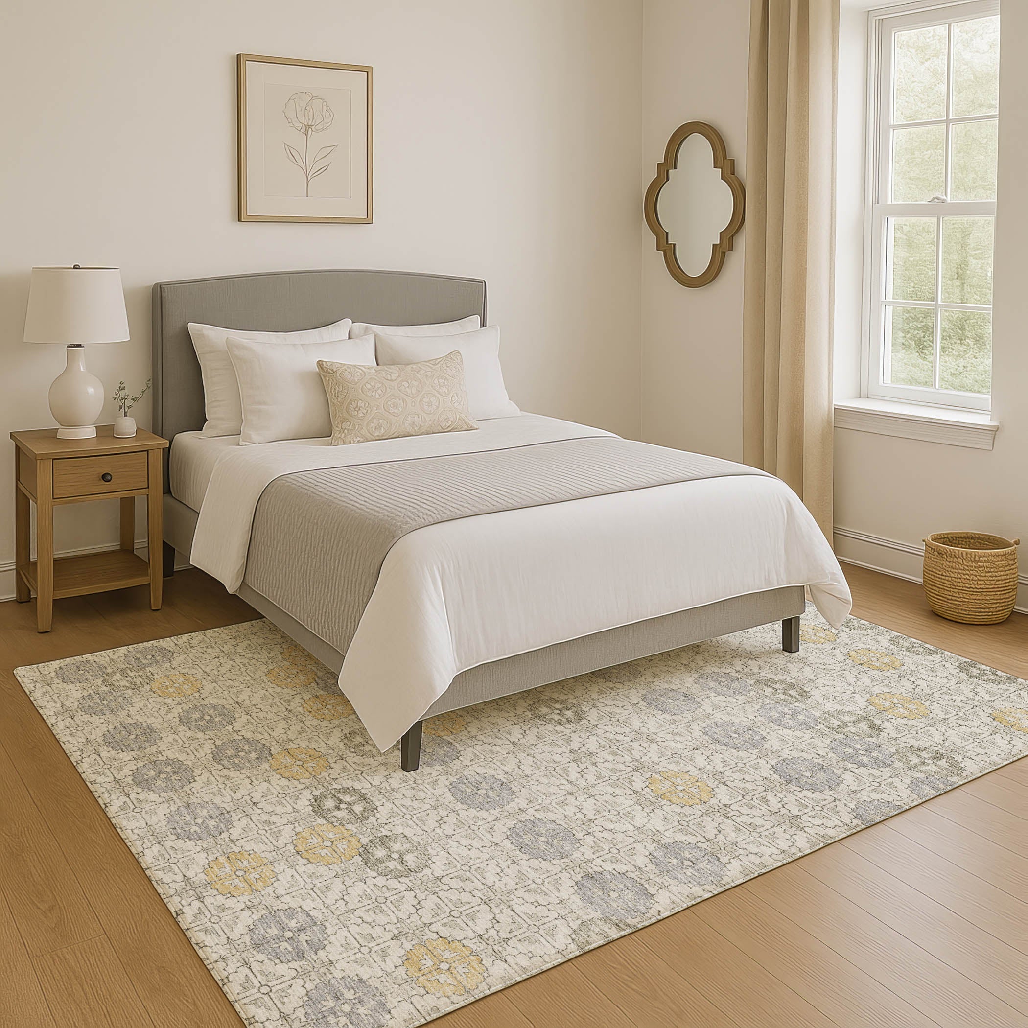 Lucerne Machine Washable Transitional Ivory Rug 2'6" x 3'10" #shape_Rectangle