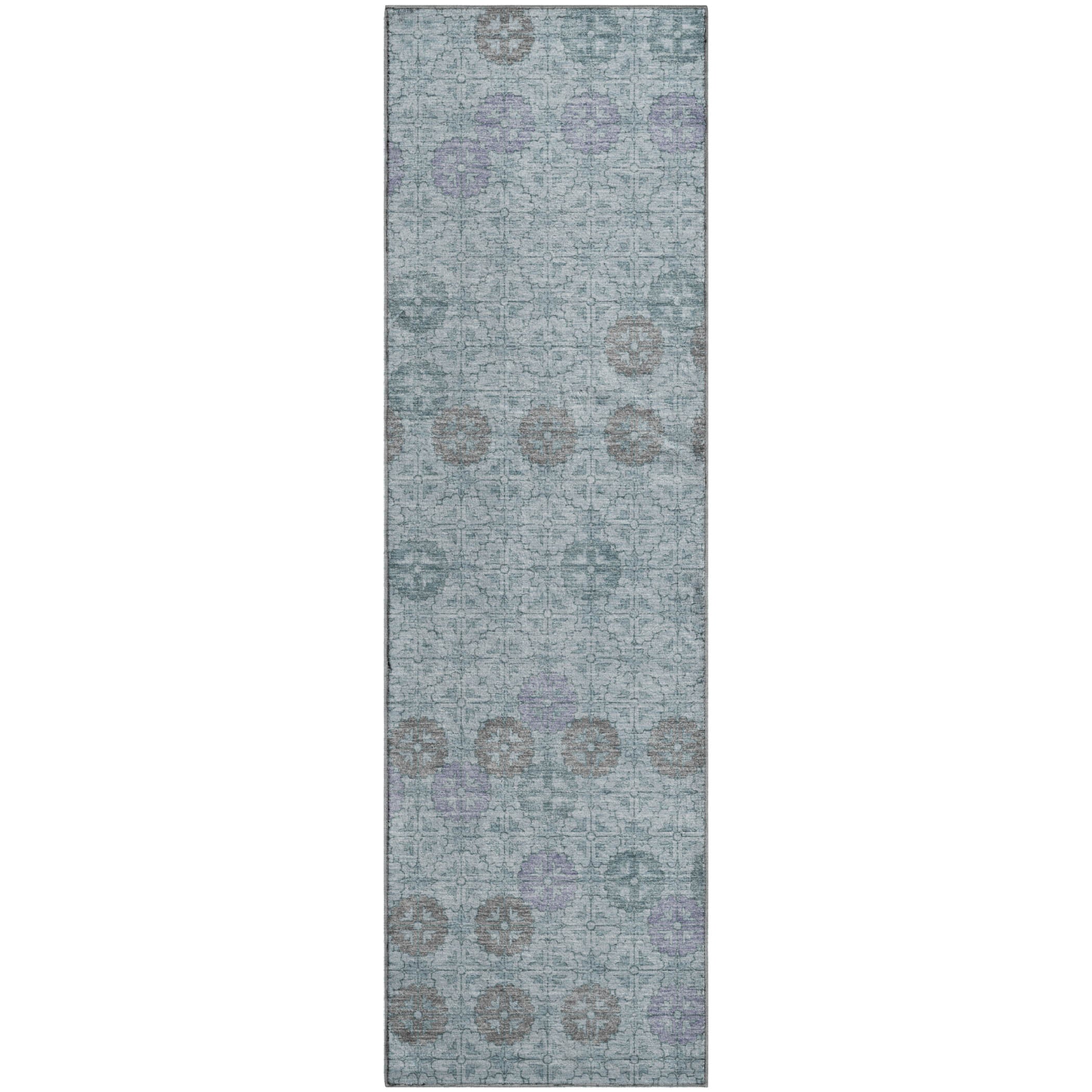 Lucerne Machine Washable Transitional Teal Rug 2'3" x 7'6" #shape_Runner