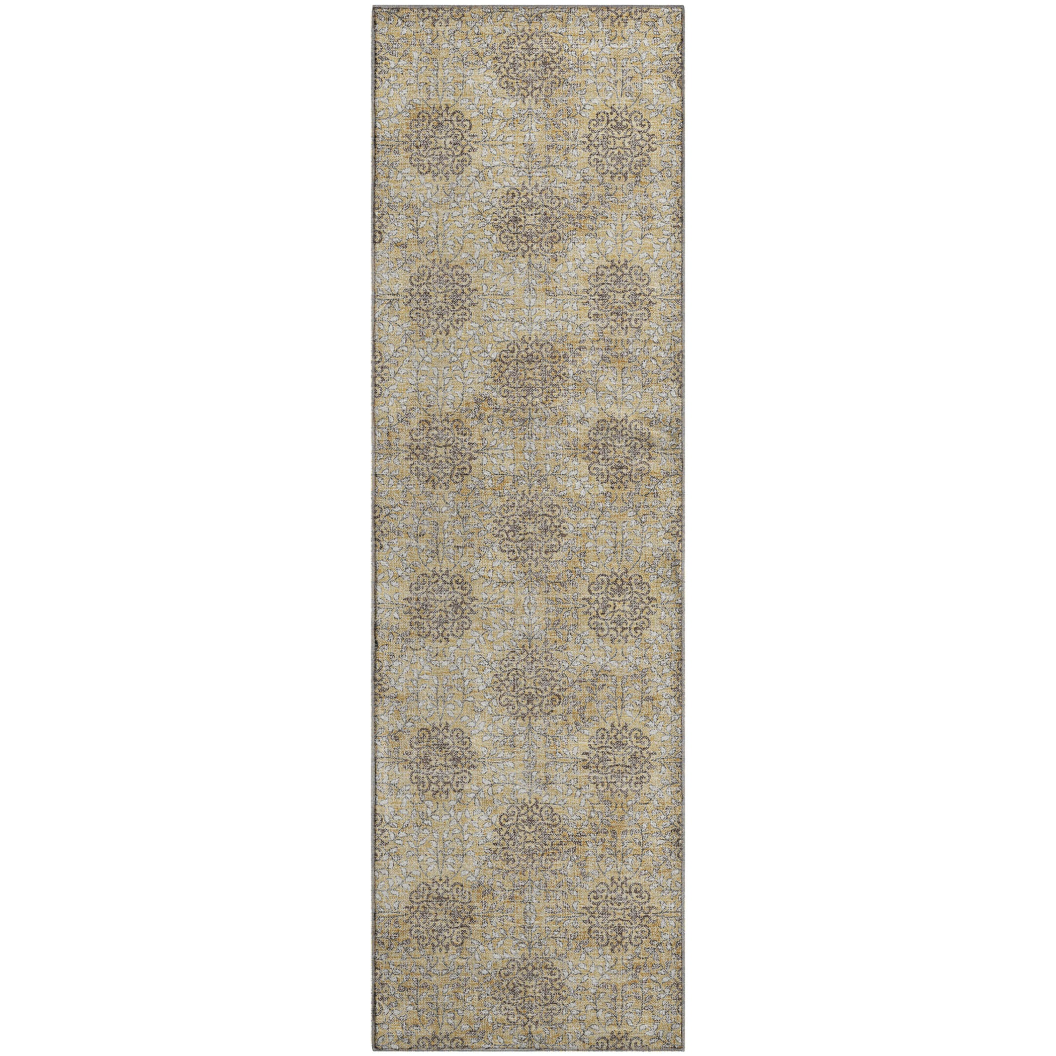 Lucerne Machine Washable Transitional Gold Rug 2'3" x 7'6" #shape_Runner