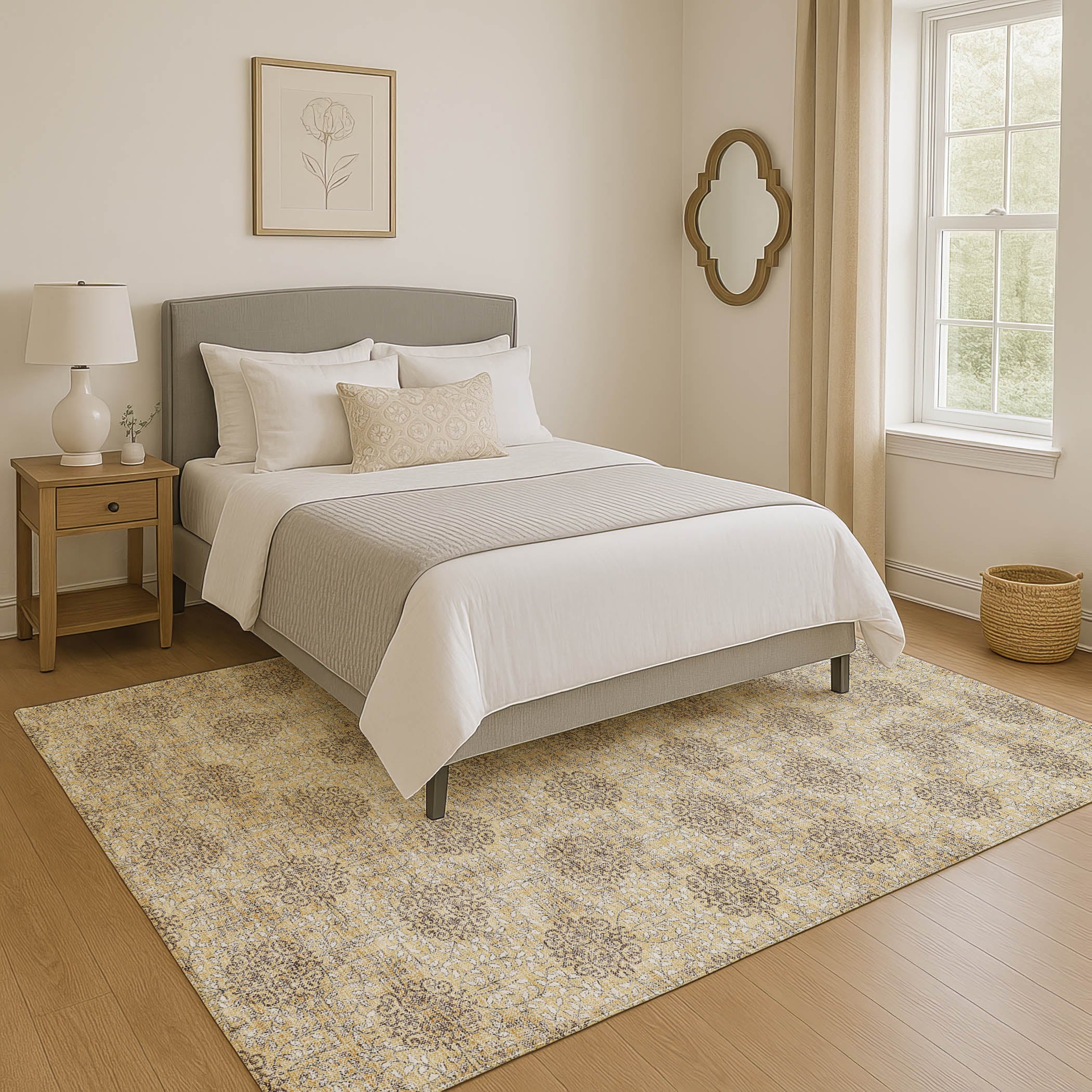 Lucerne Machine Washable Transitional Gold Rug 2'6" x 3'10" #shape_Rectangle