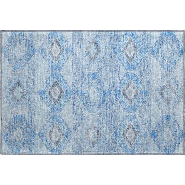 Florence Machine Washable Transitional Blue Rug 1'8" x 2'6"