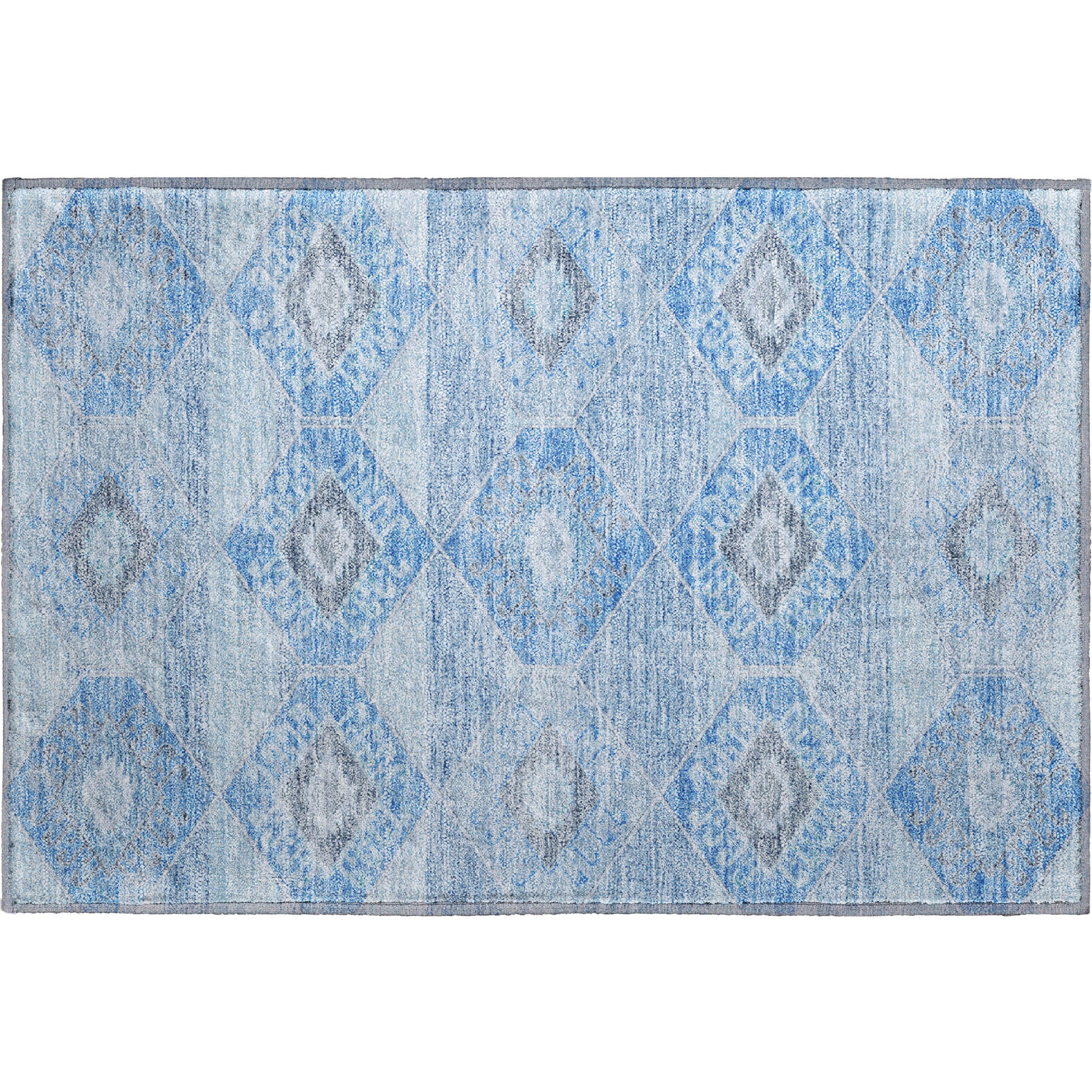 Florence Machine Washable Transitional Blue Rug 1'8" x 2'6" #shape_Rectangle