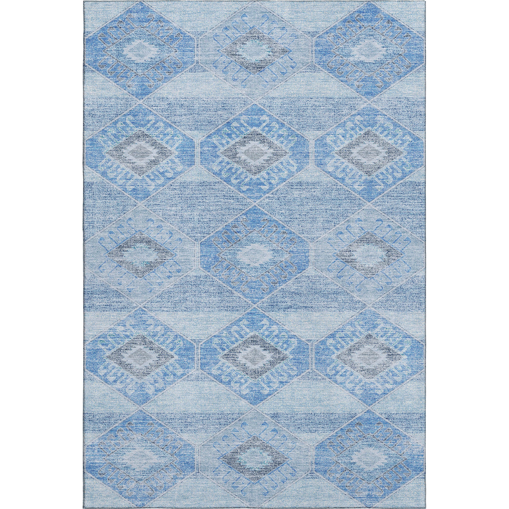 Florence Machine Washable Transitional Blue Rug 2'6" x 3'10" #shape_Rectangle