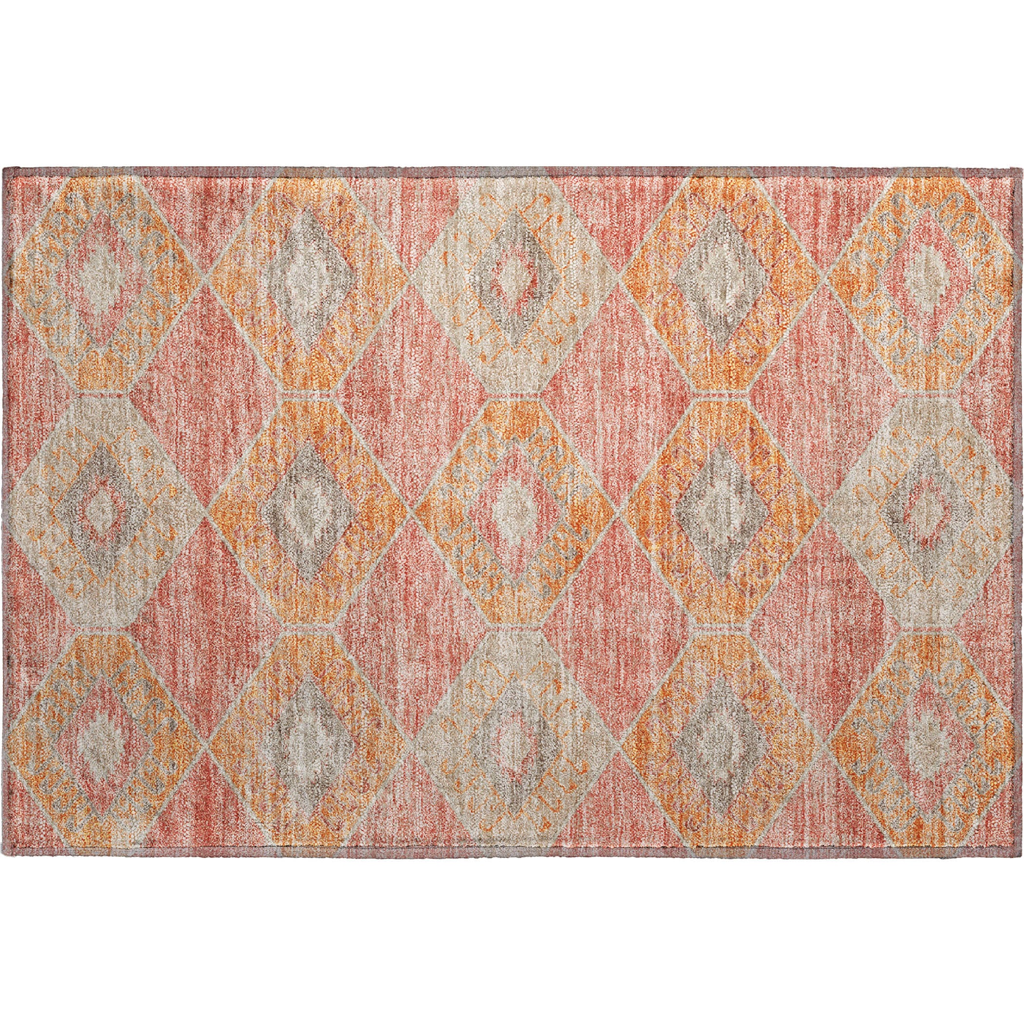 Florence Machine Washable Transitional Coral Orange Rug 1'8" x 2'6" #shape_Rectangle