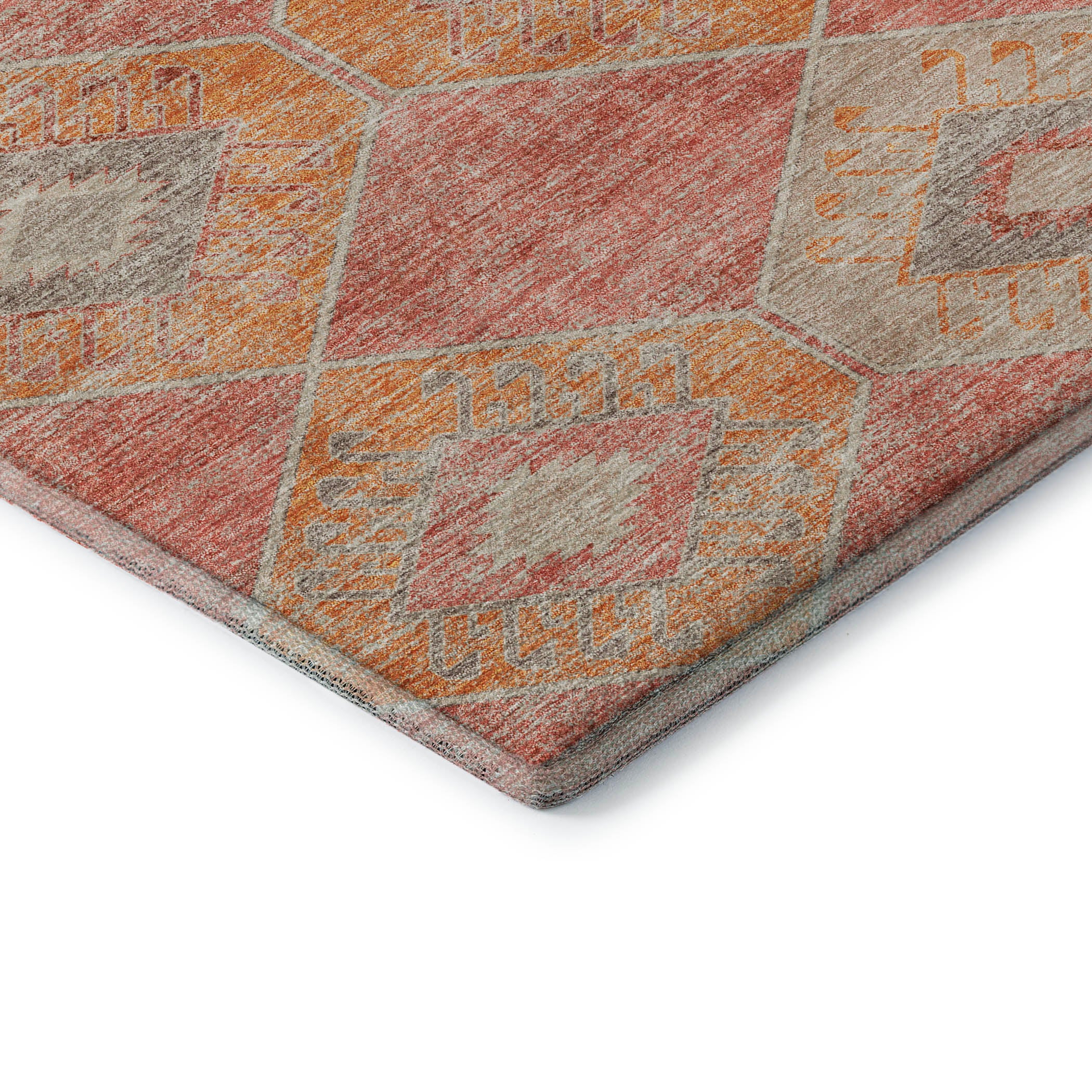 Florence Machine Washable Transitional Coral Orange Rug 1'8" x 2'6" #shape_Rectangle